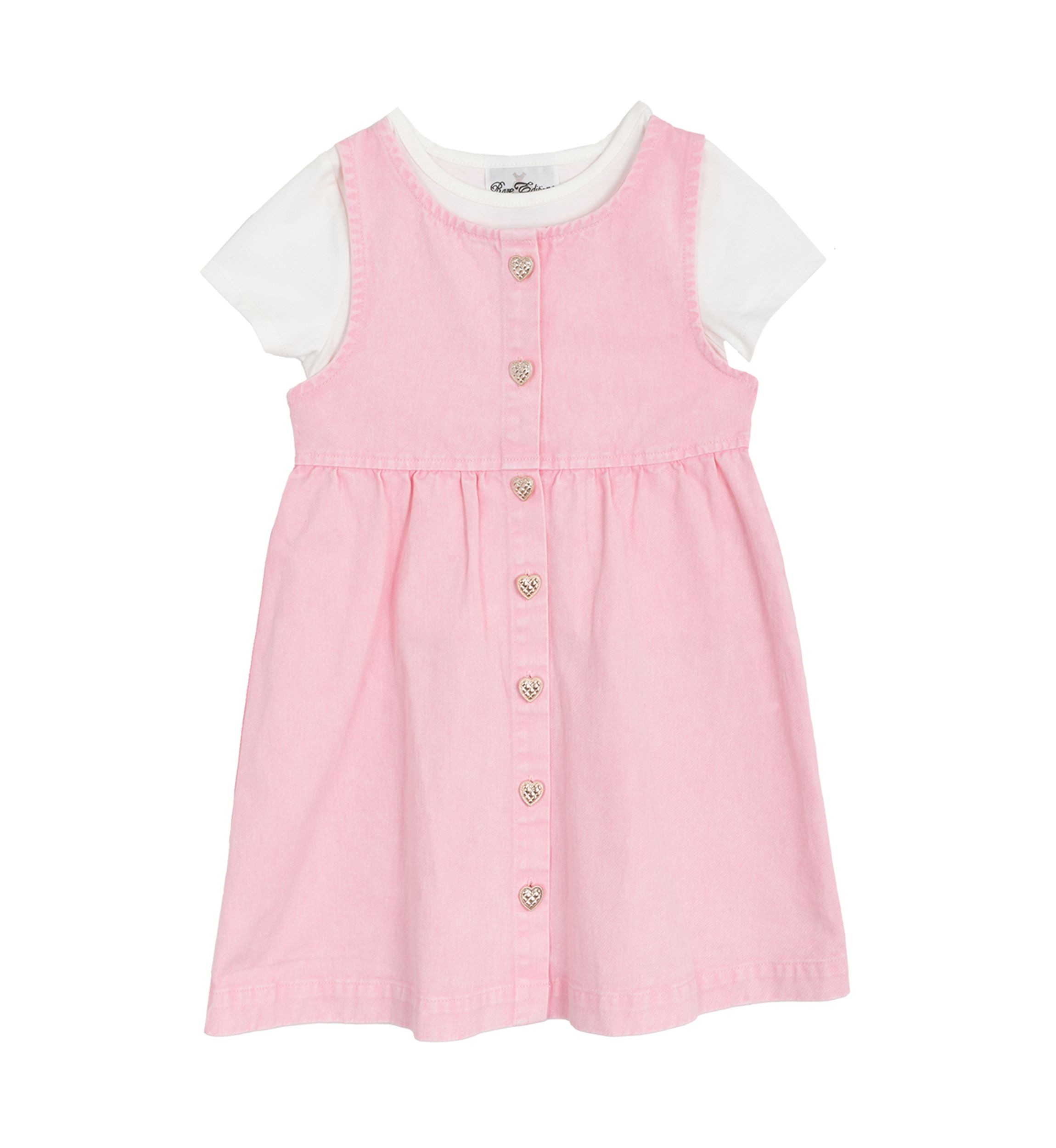 Toddler Girls Acid Wash Denim Dress with Button Closure