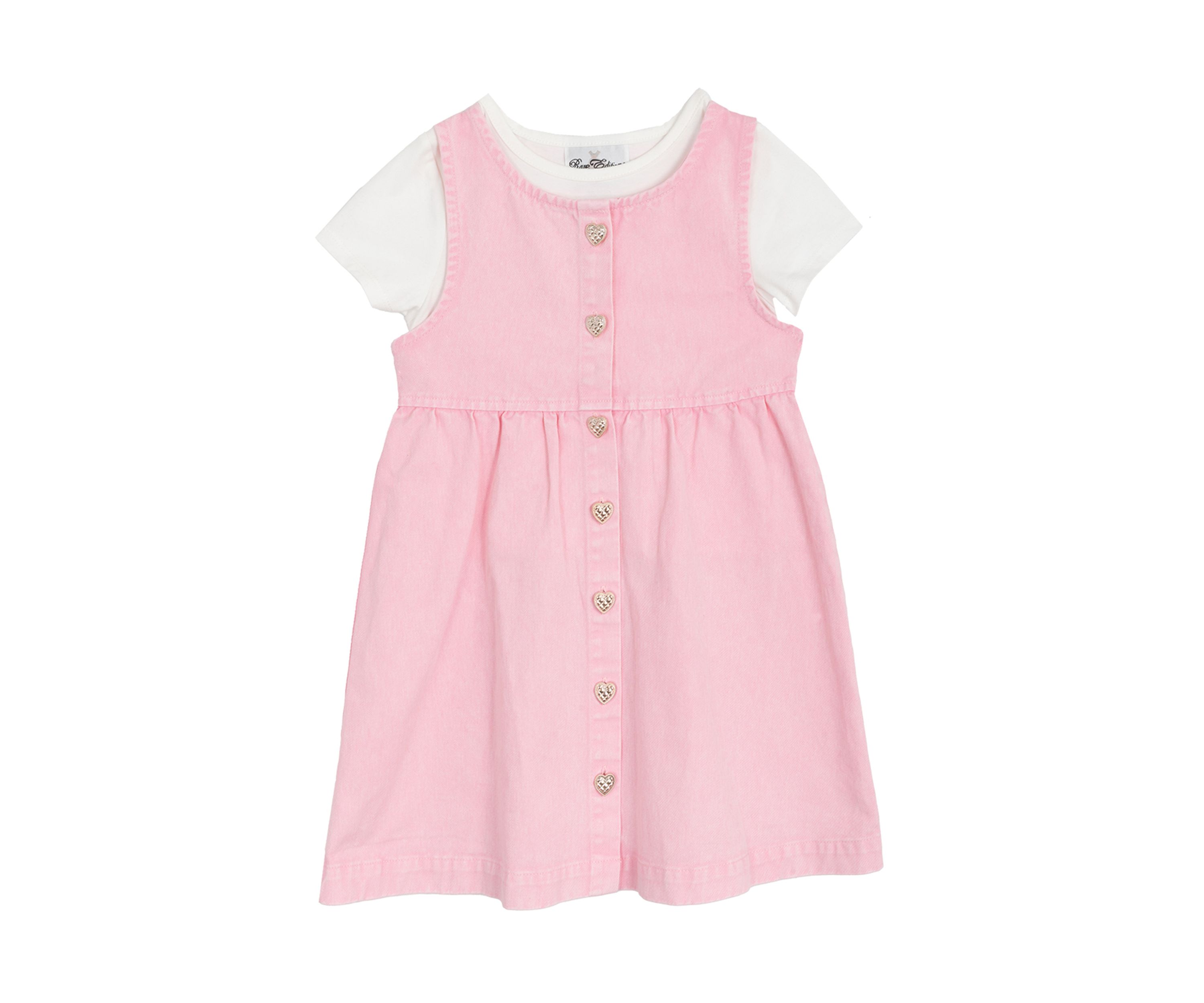 Toddler Girls Acid Wash Denim Dress with Button Closure