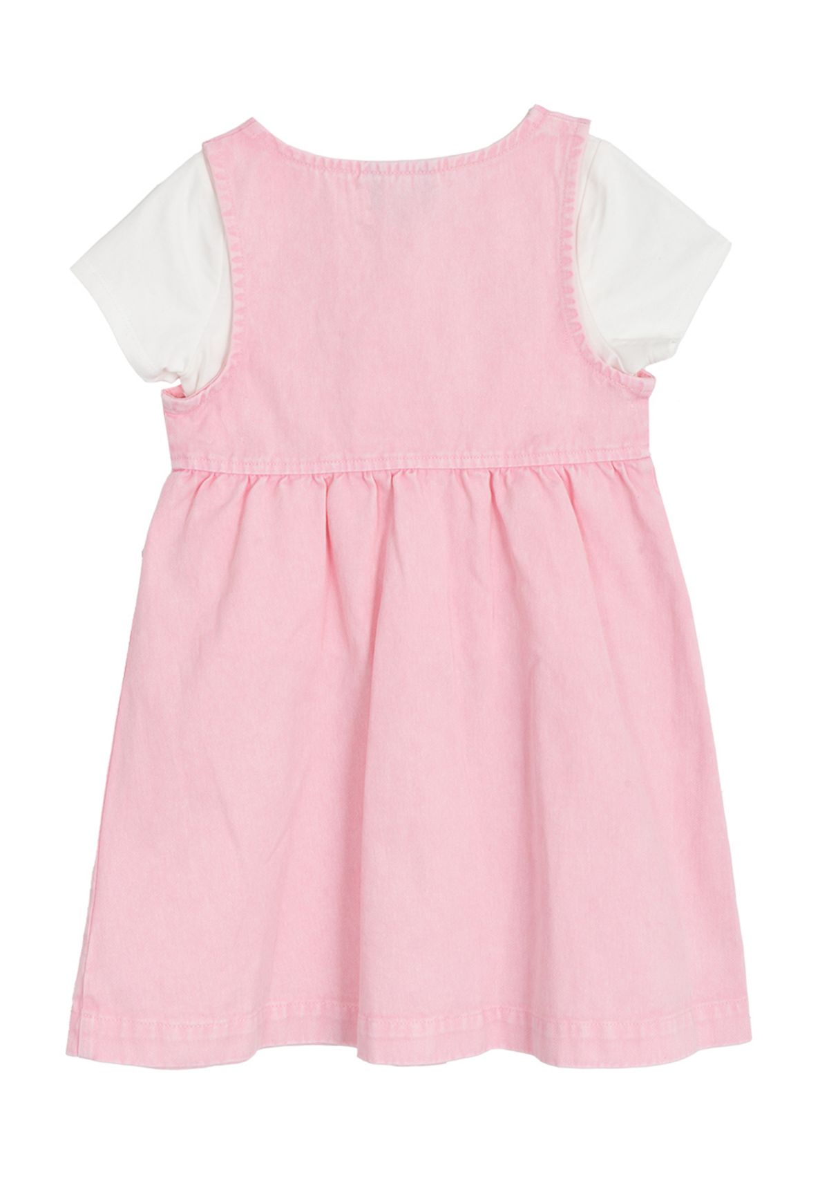 Toddler Girls Acid Wash Denim Dress with Button Closure