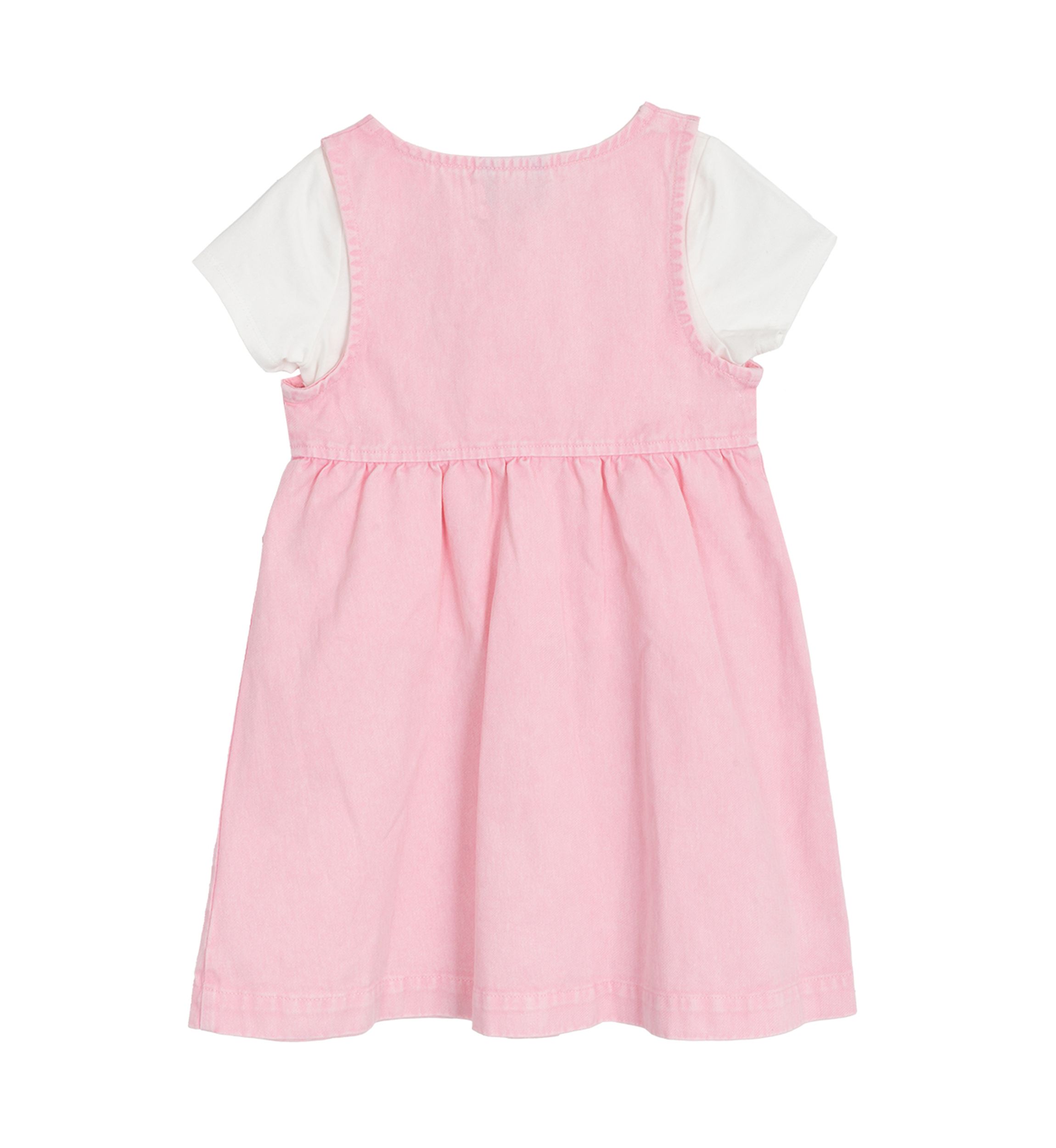 Toddler Girls Acid Wash Denim Dress with Button Closure