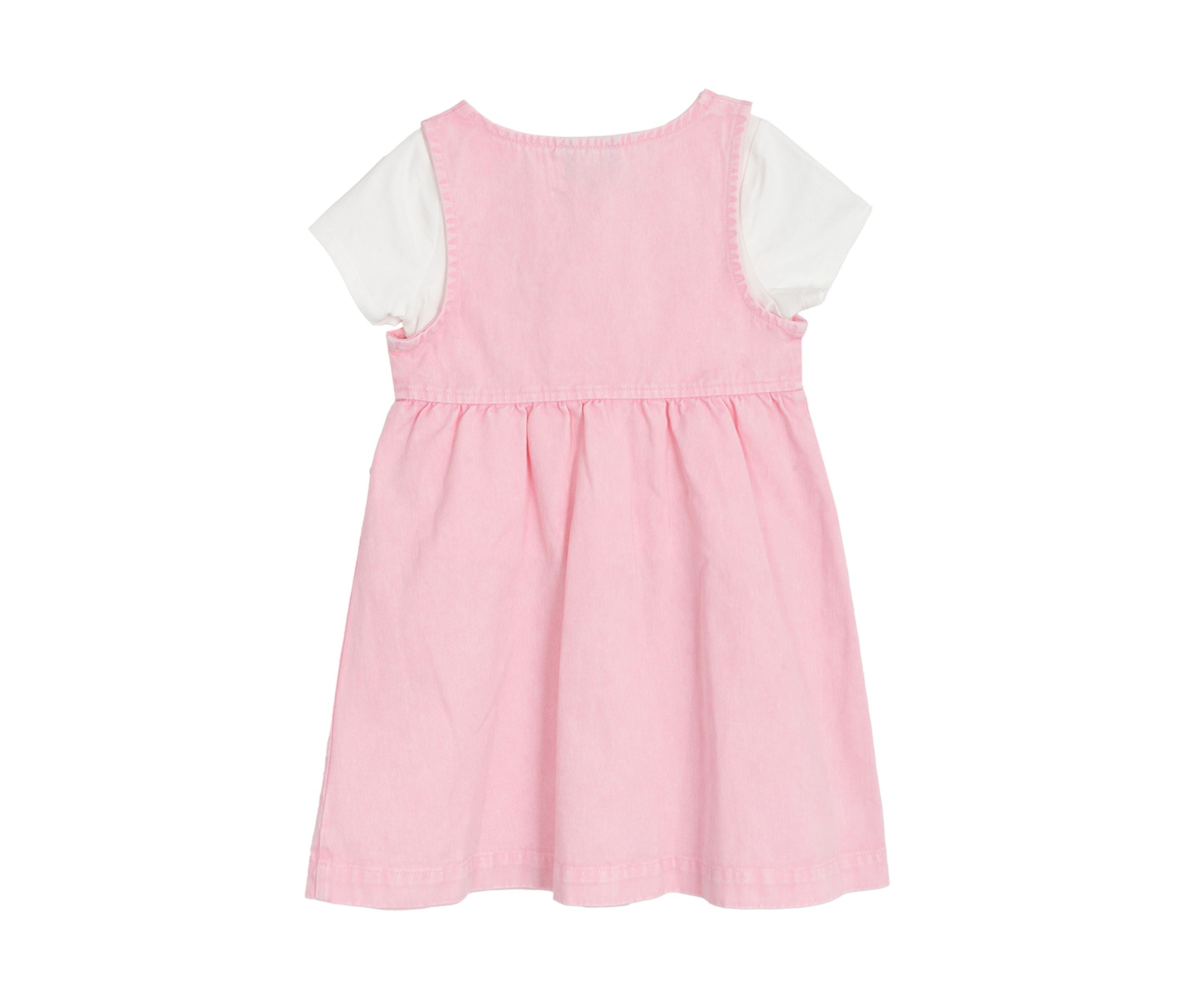 Toddler Girls Acid Wash Denim Dress with Button Closure