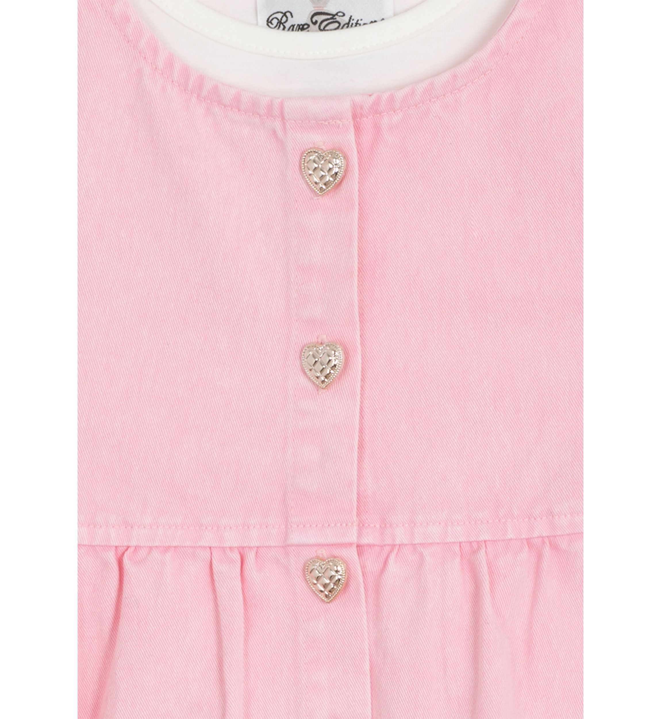 Toddler Girls Acid Wash Denim Dress with Button Closure