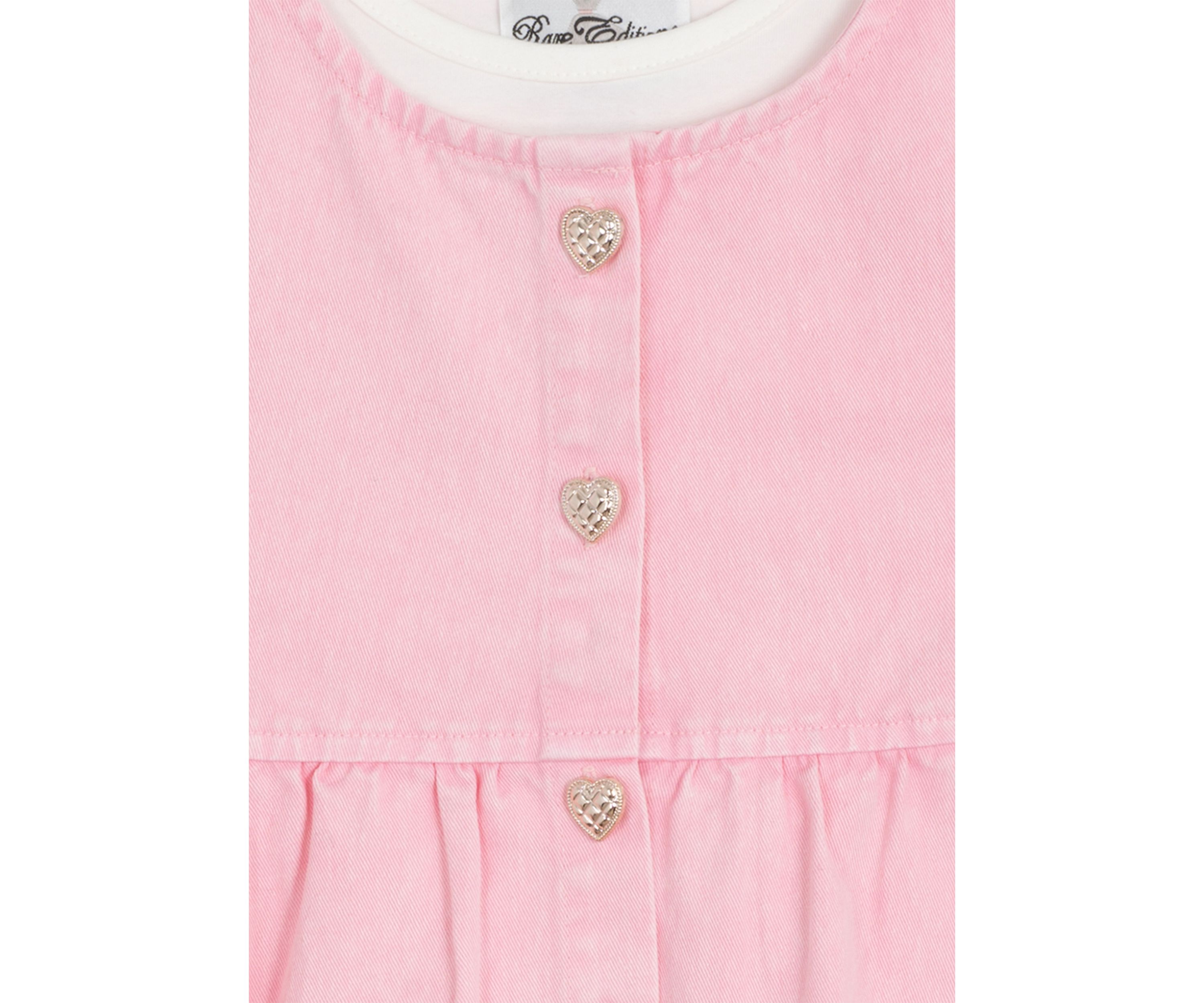 Toddler Girls Acid Wash Denim Dress with Button Closure