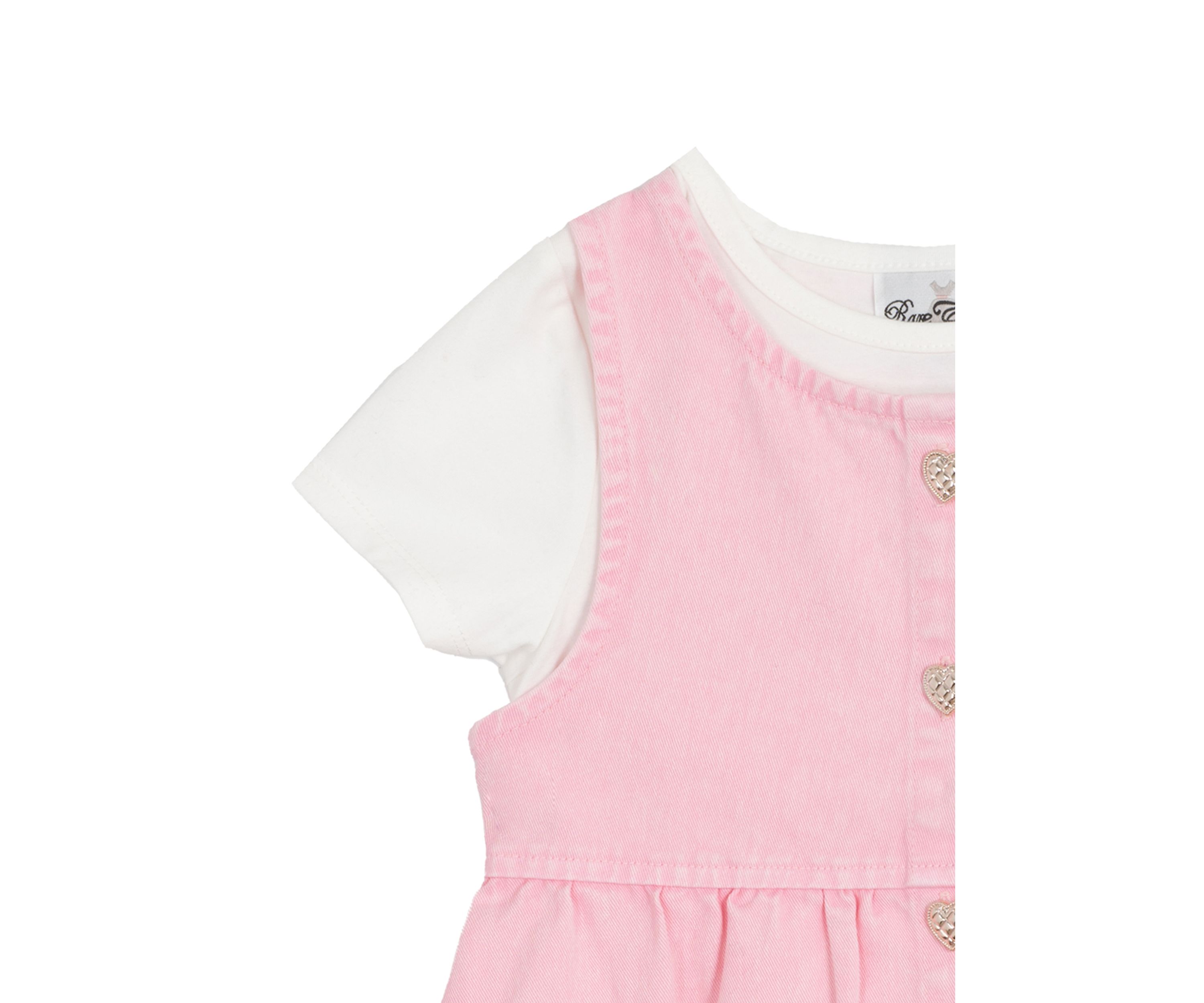 Toddler Girls Acid Wash Denim Dress with Button Closure