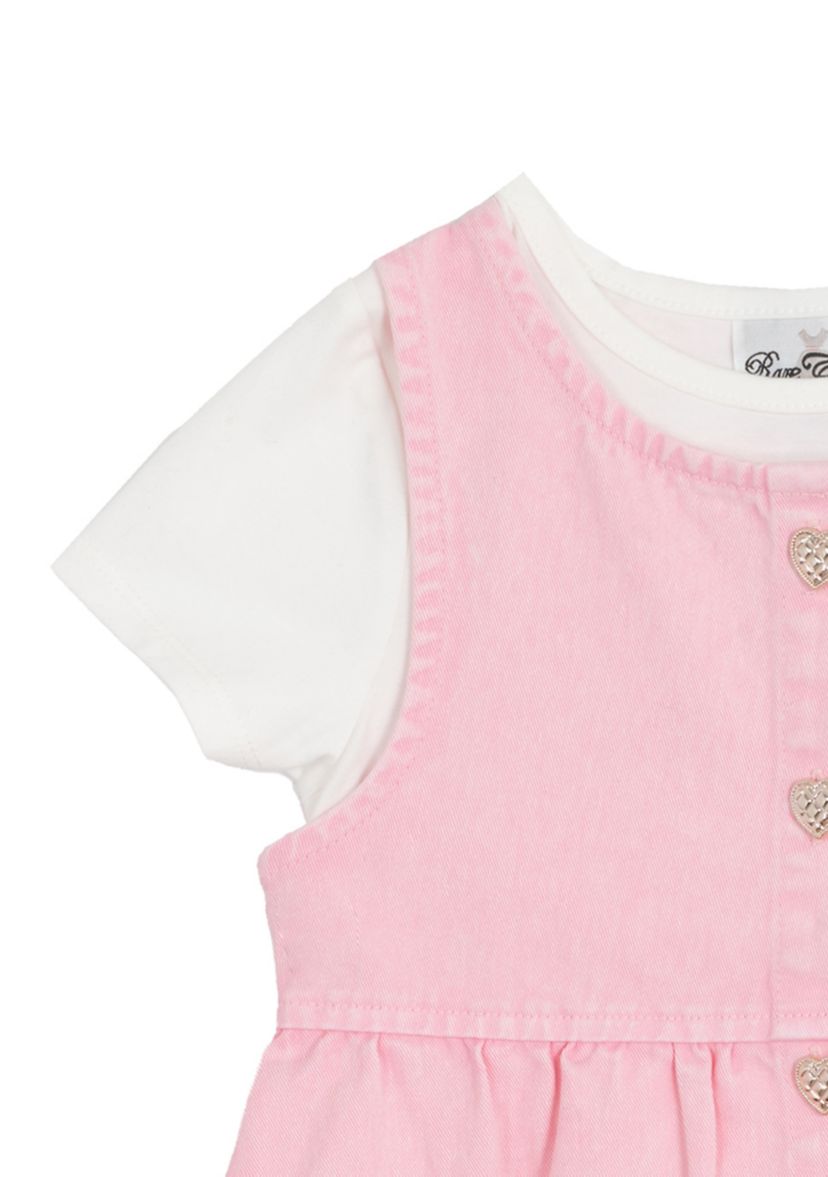 Toddler Girls Acid Wash Denim Dress with Button Closure