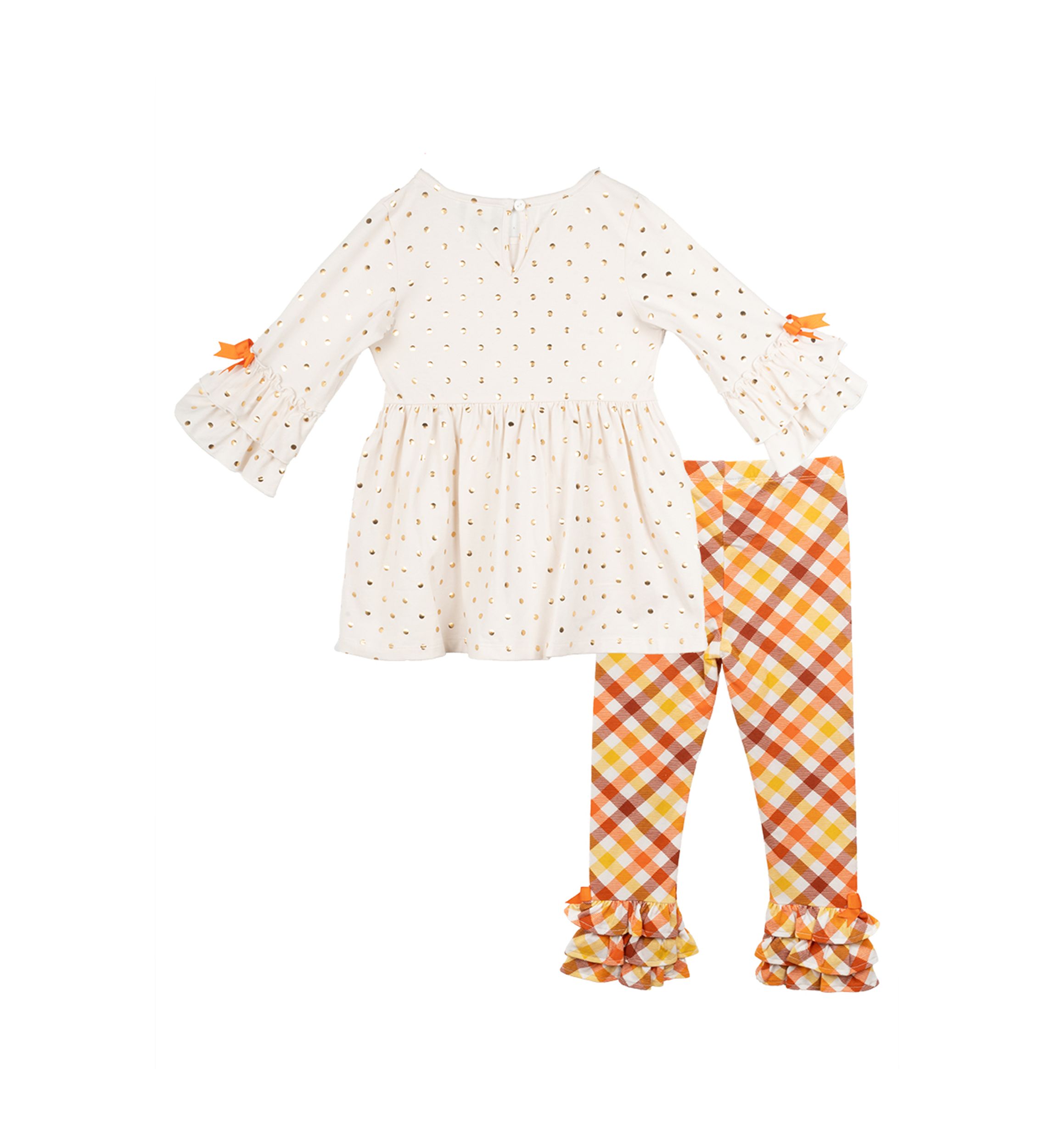 Toddler Girls Pumpkin Appliqué Top and Ruffle Leggings Set