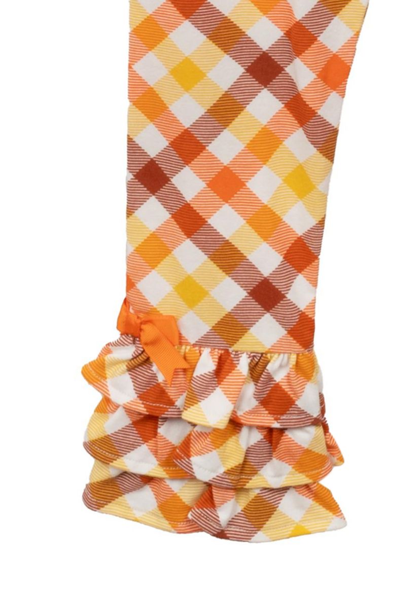 Toddler Girls Pumpkin Appliqué Top and Ruffle Leggings Set