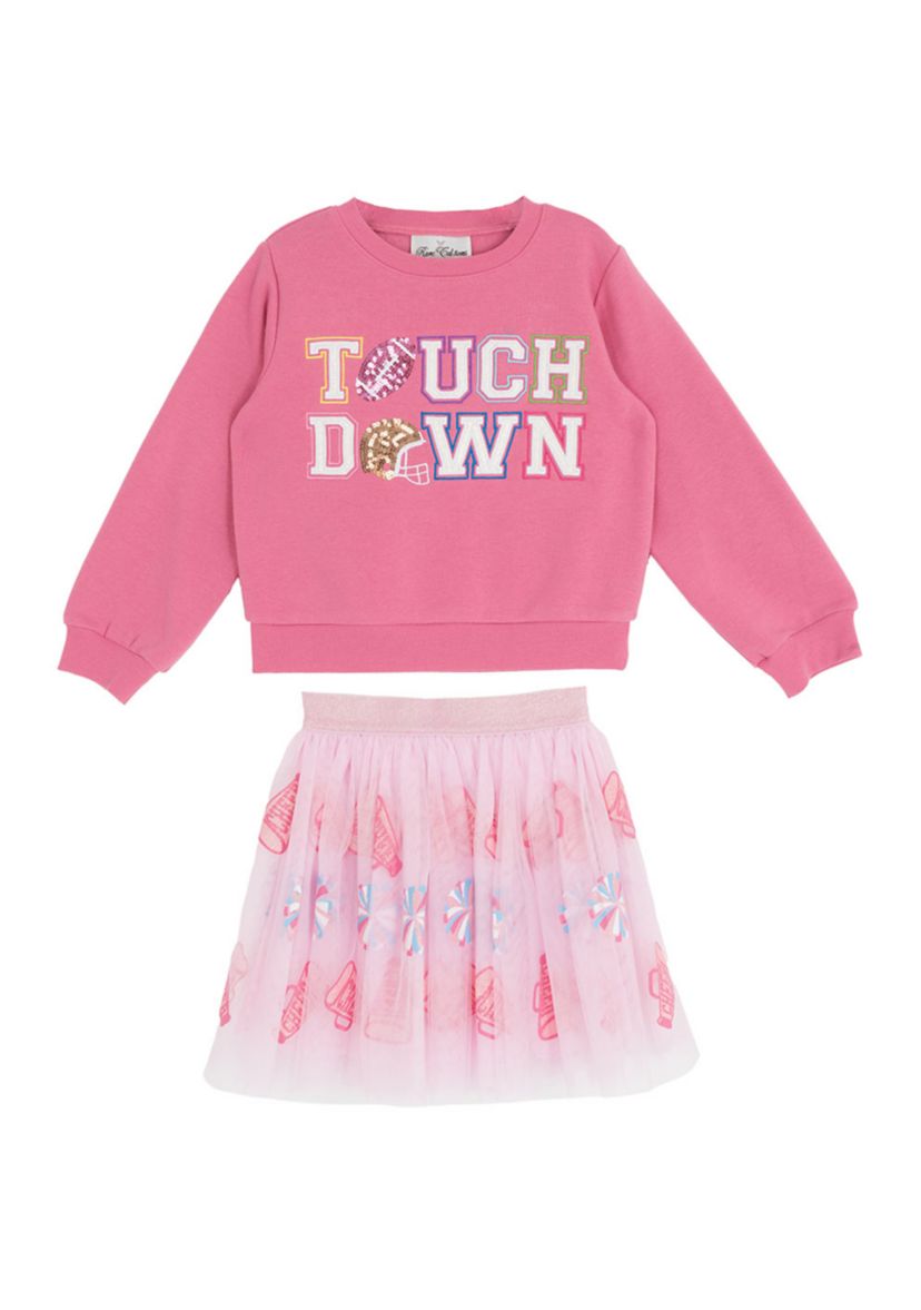 Toddler Girls Touchdown Graphic Sweatshirt and Skirt Set