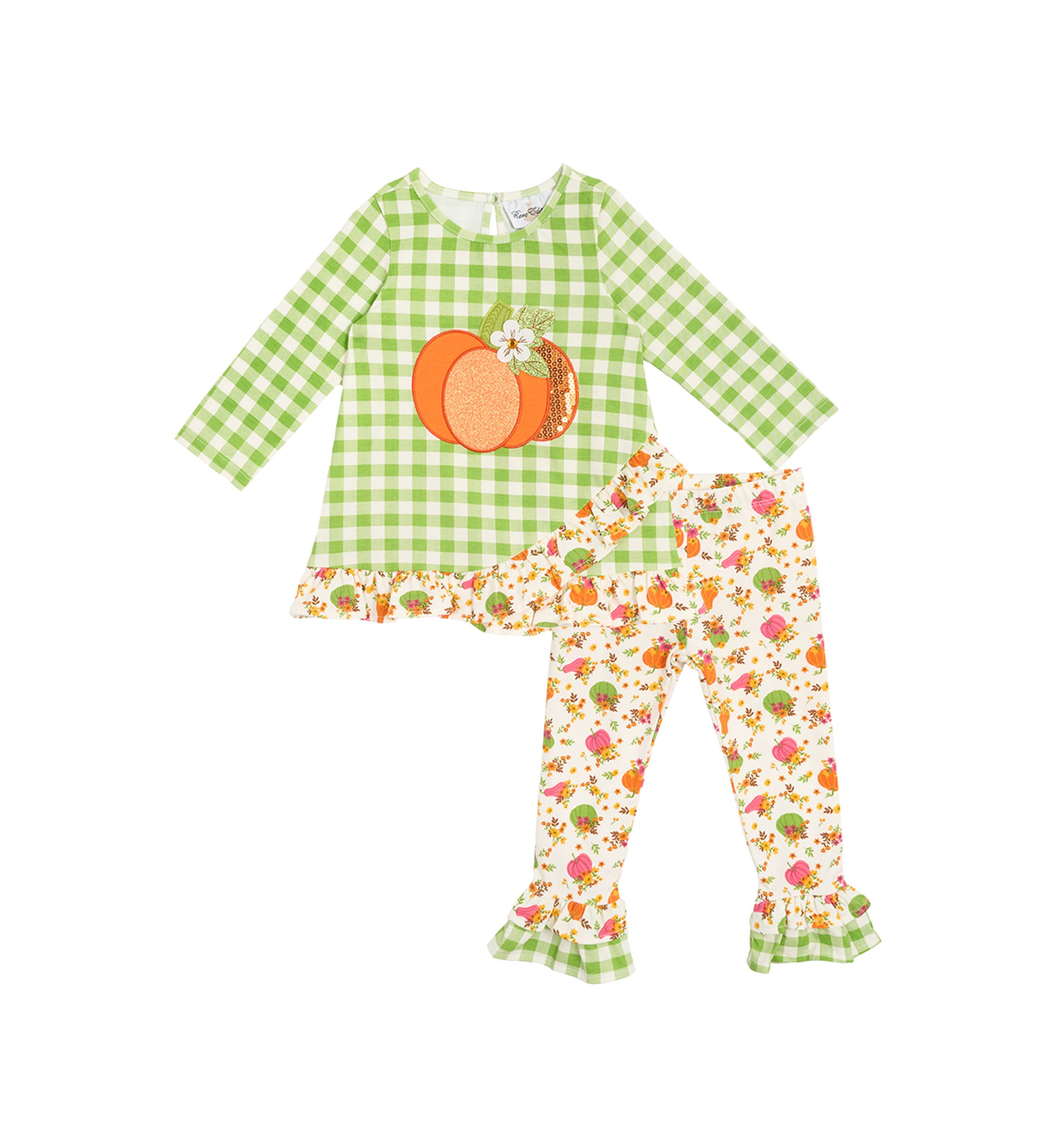 Toddler Girls Gingham Appliqué Top and Leggings Set