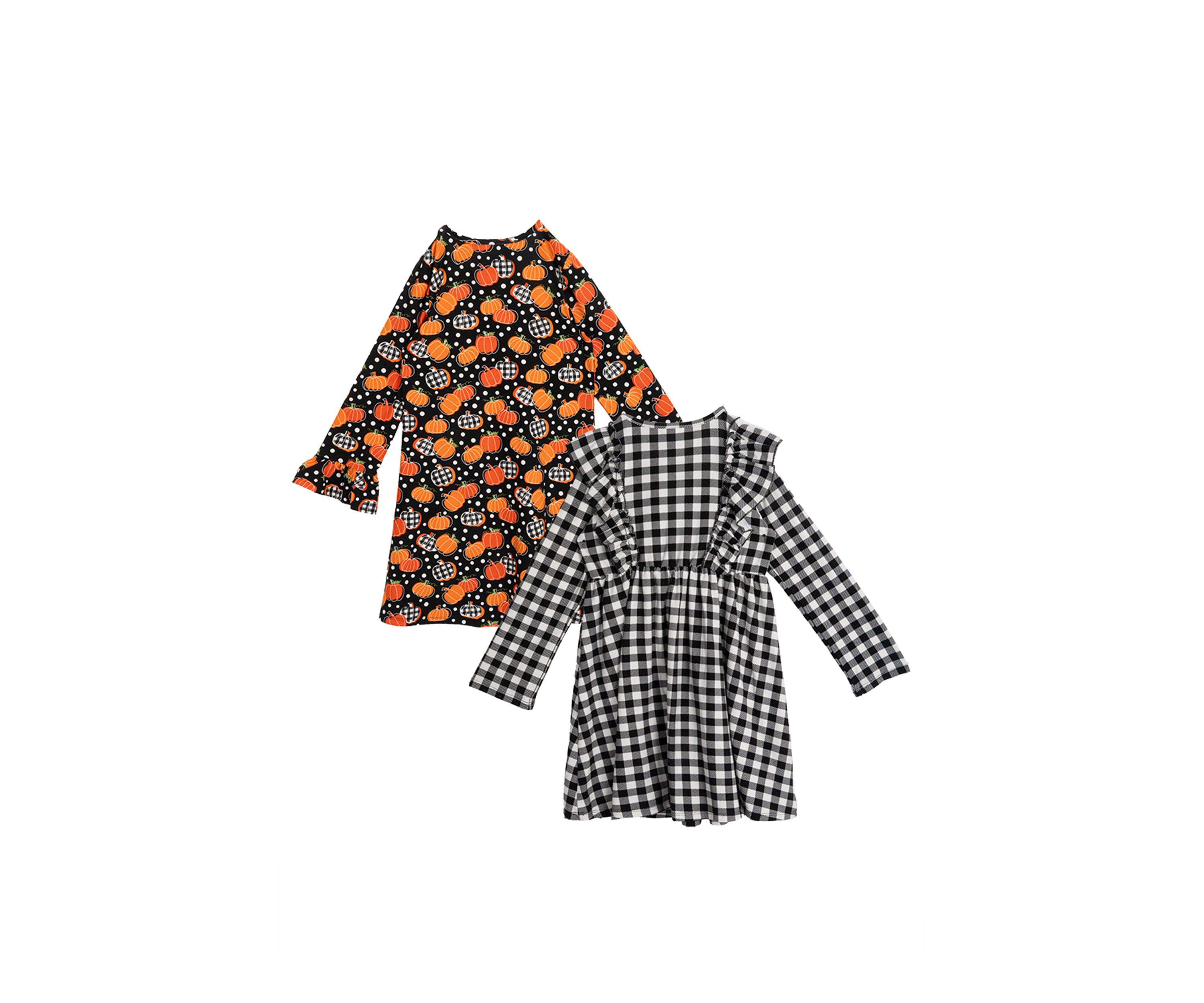 Toddler Girls Halloween Themed Dress Set with Hair Ties