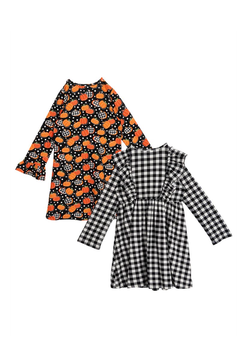 Toddler Girls Halloween Themed Dress Set with Hair Ties
