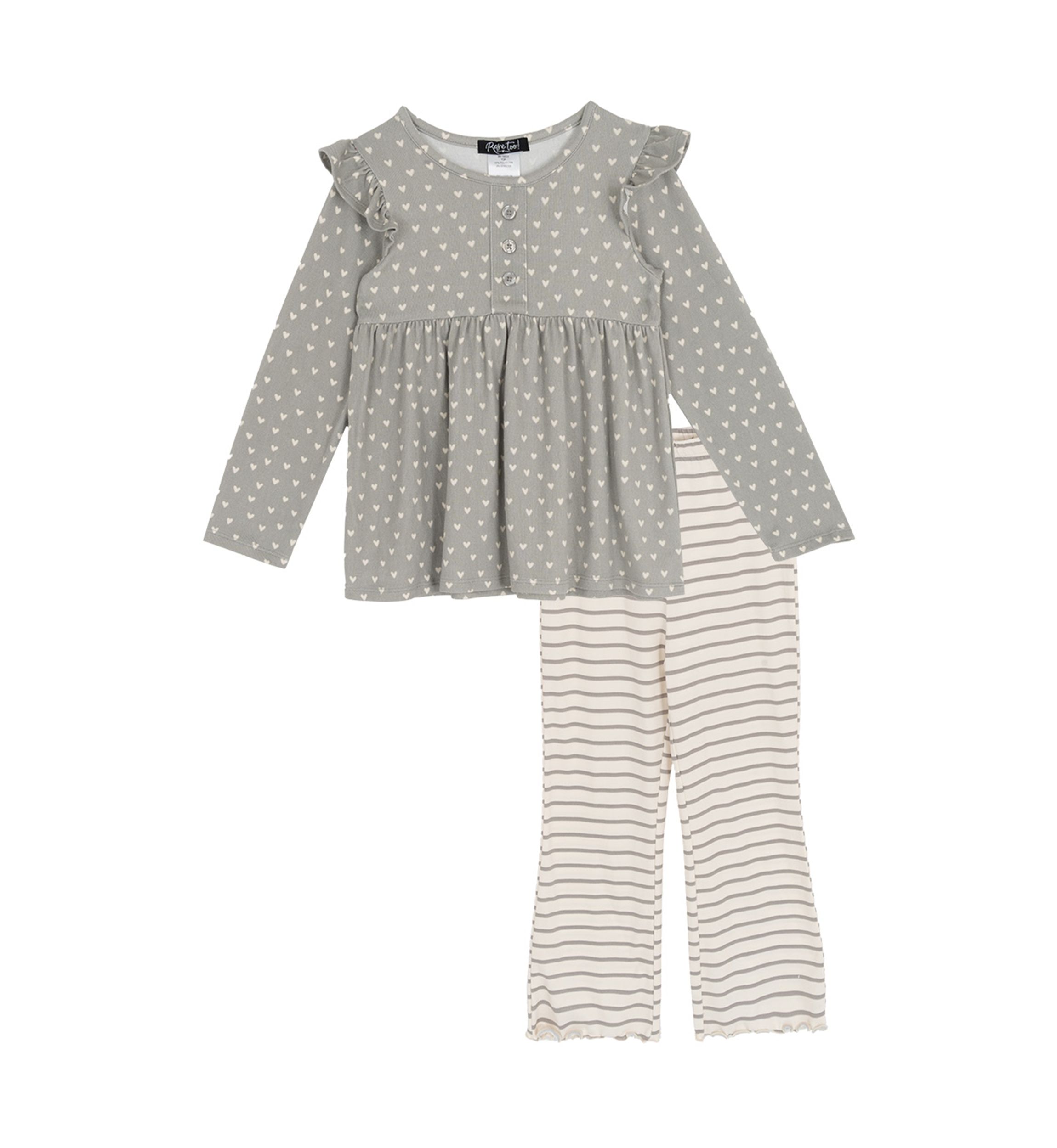 Toddler Girls Heart Stripe Set 