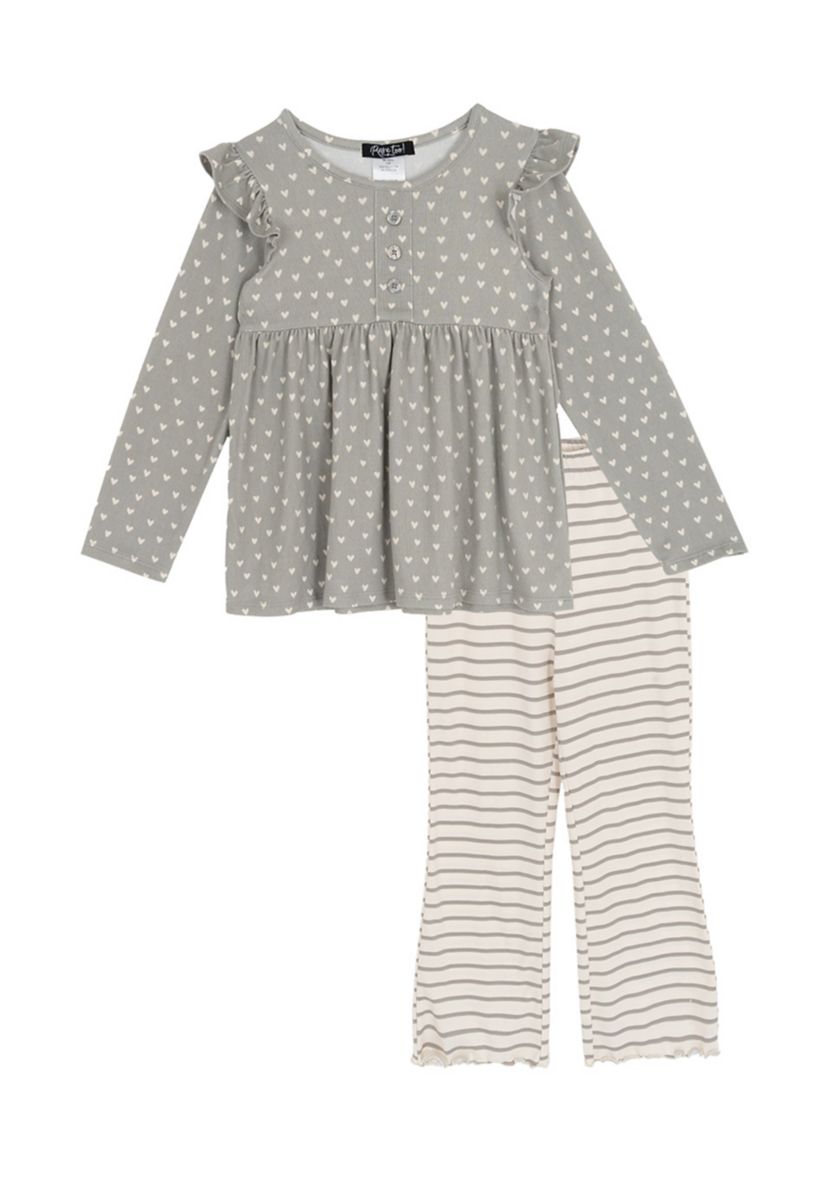 Toddler Girls Heart Stripe Set 