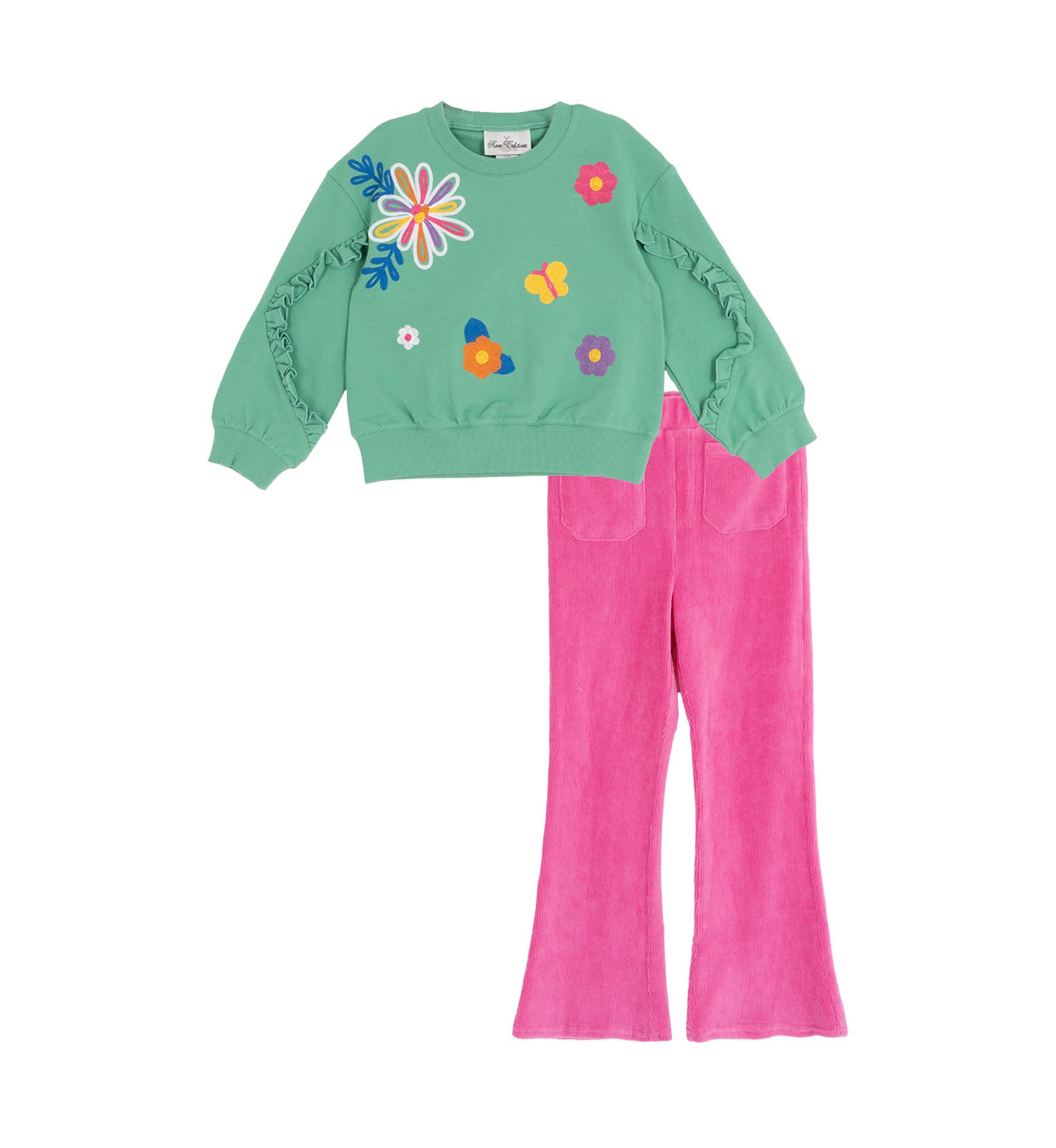 Toddler Girls Floral Embroidered Sweatshirt and Pants Set
