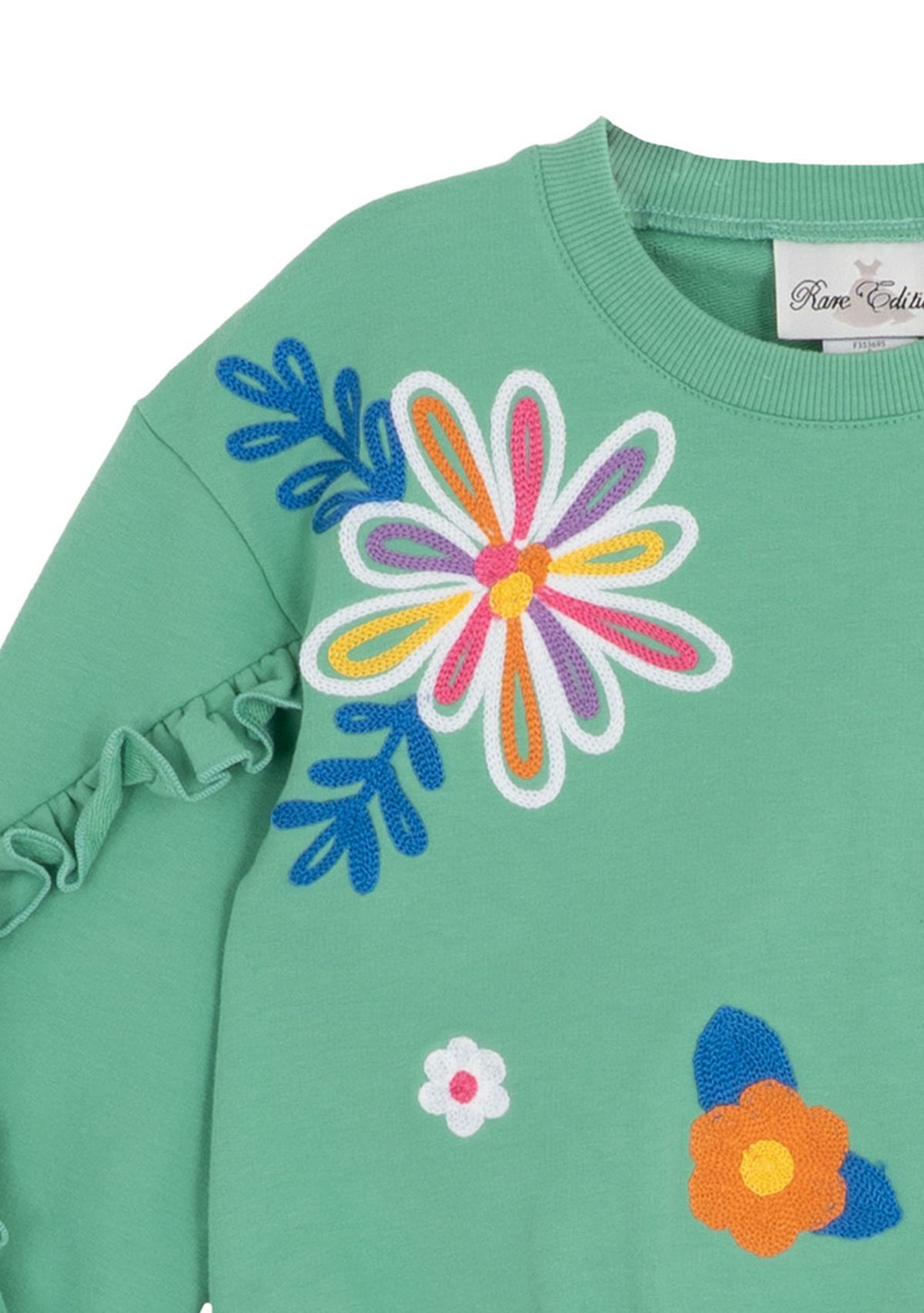 Toddler Girls Floral Embroidered Sweatshirt and Pants Set