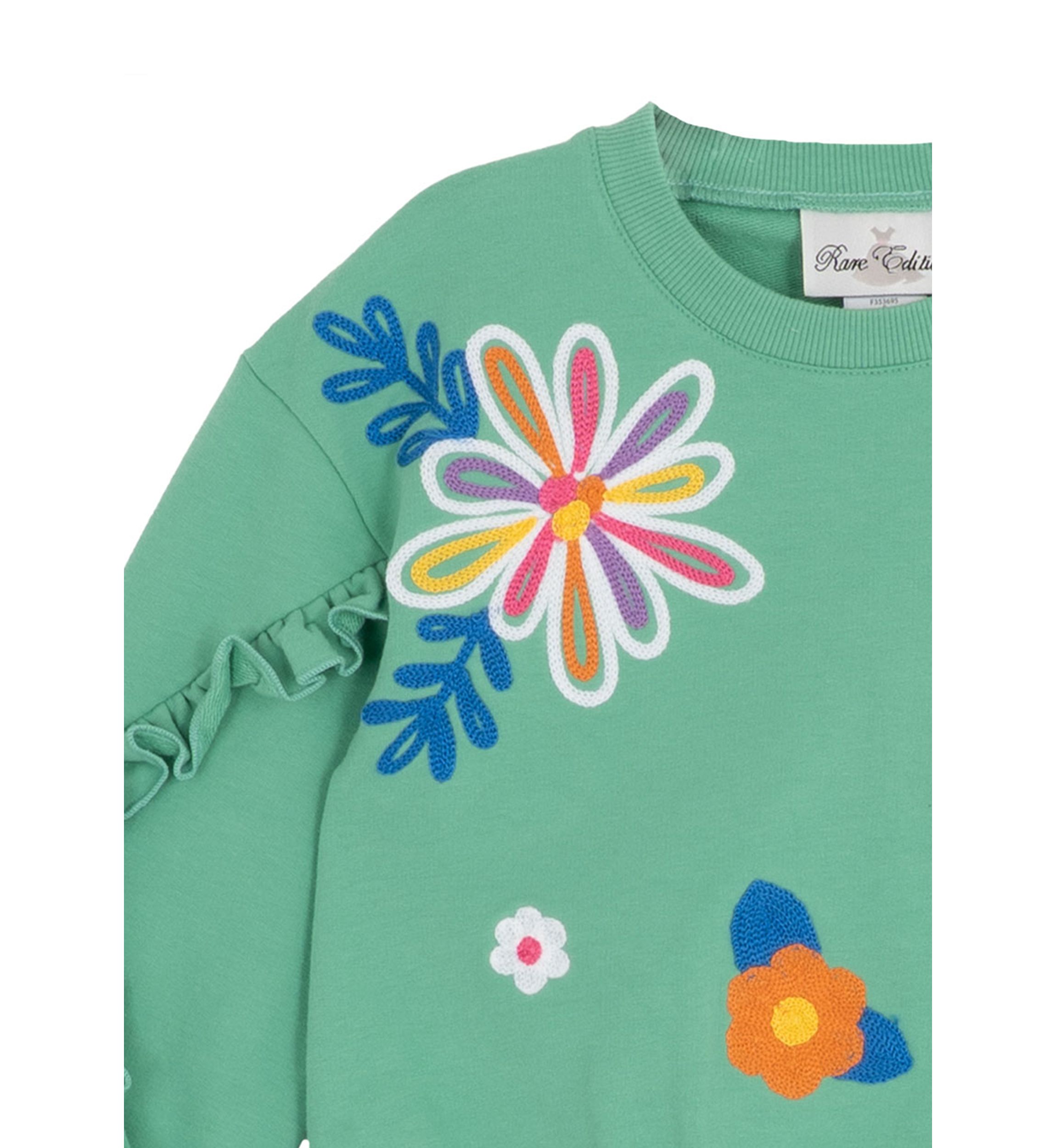 Toddler Girls Floral Embroidered Sweatshirt and Pants Set