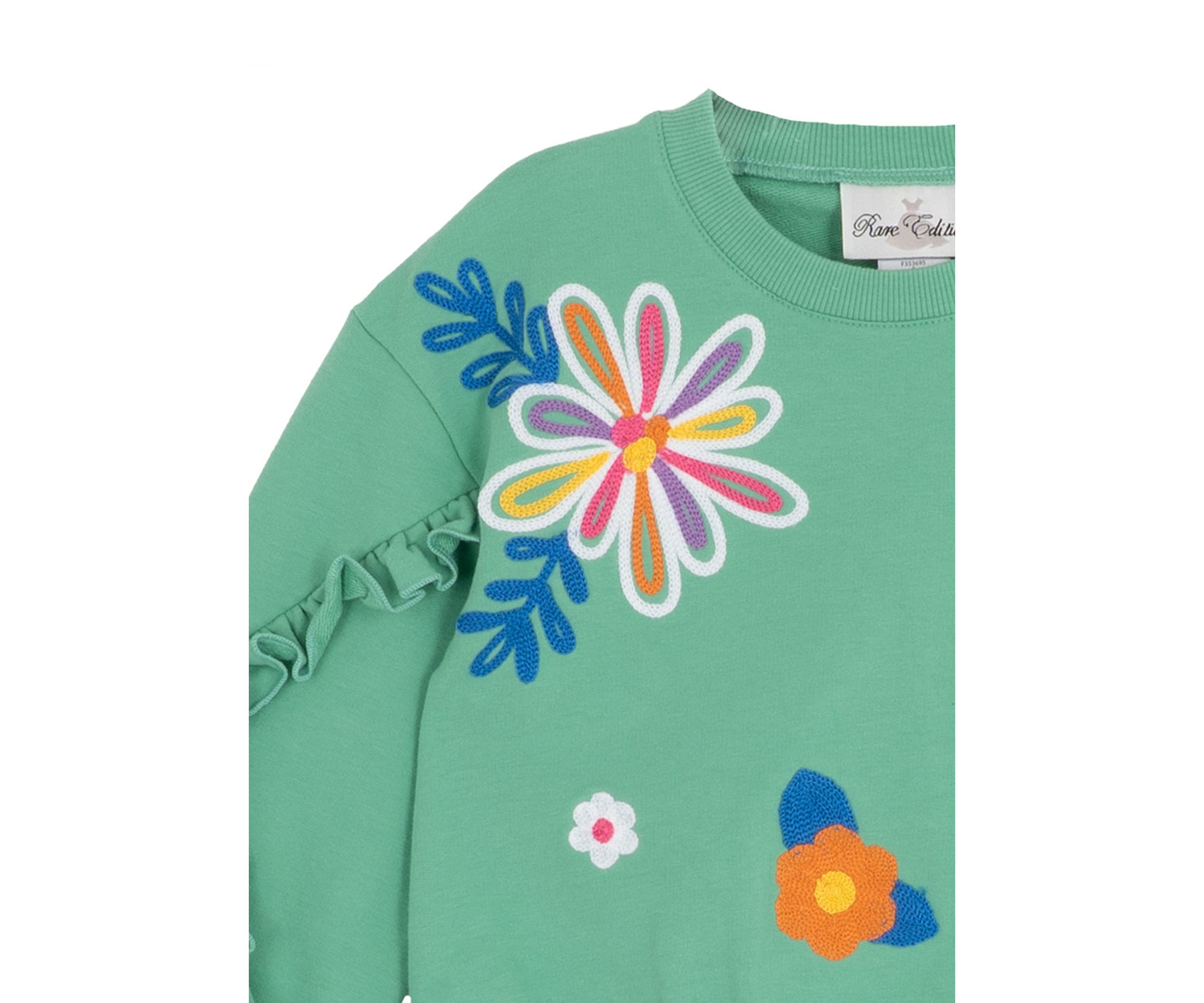 Toddler Girls Floral Embroidered Sweatshirt and Pants Set