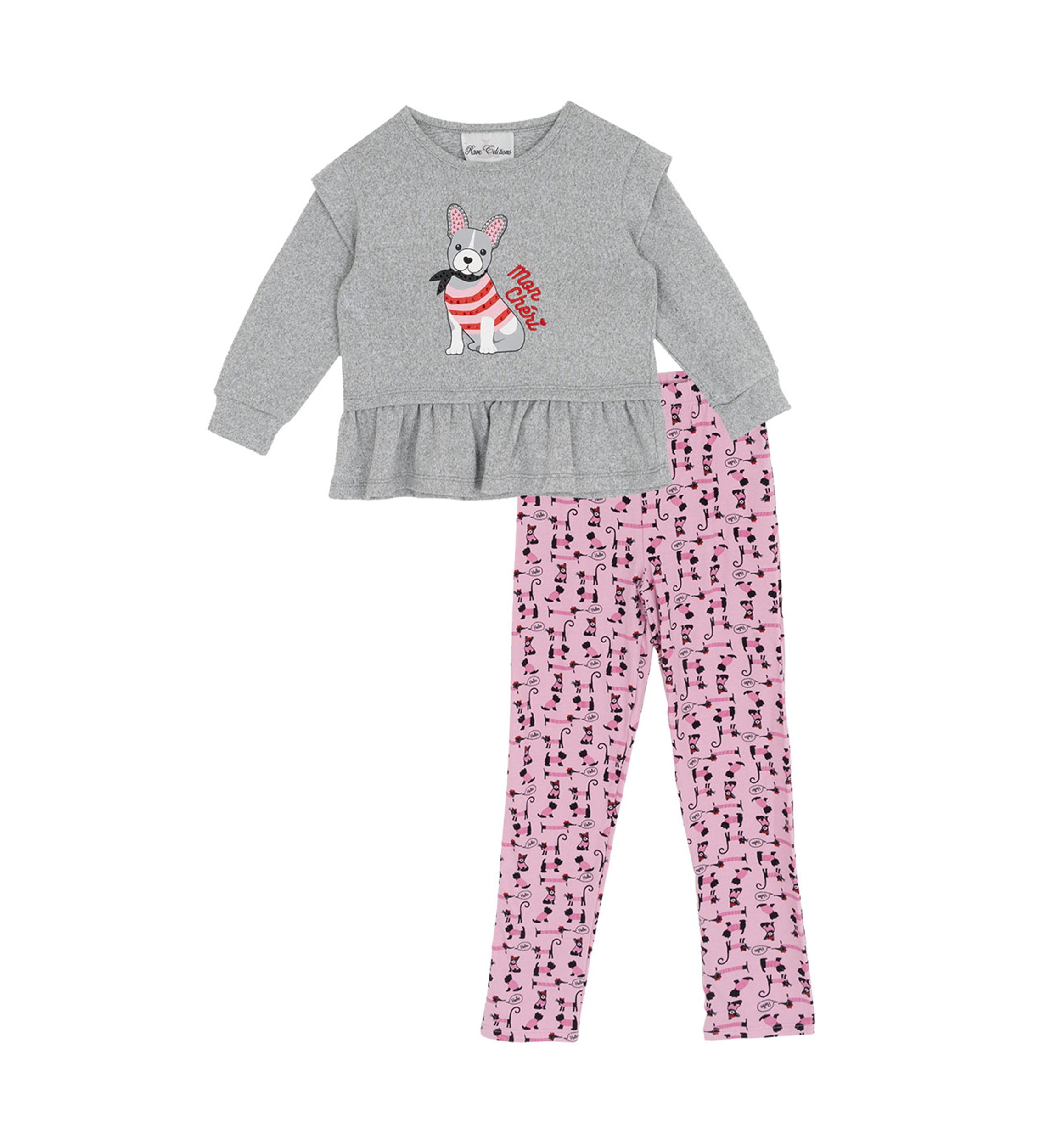 Toddler Girls Doggie Graphic T-Shirt and Printed Leggings Set