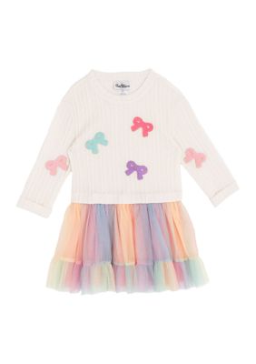 Rare Editions Toddler Girls Bow Tulle Dress, Pink, 3T