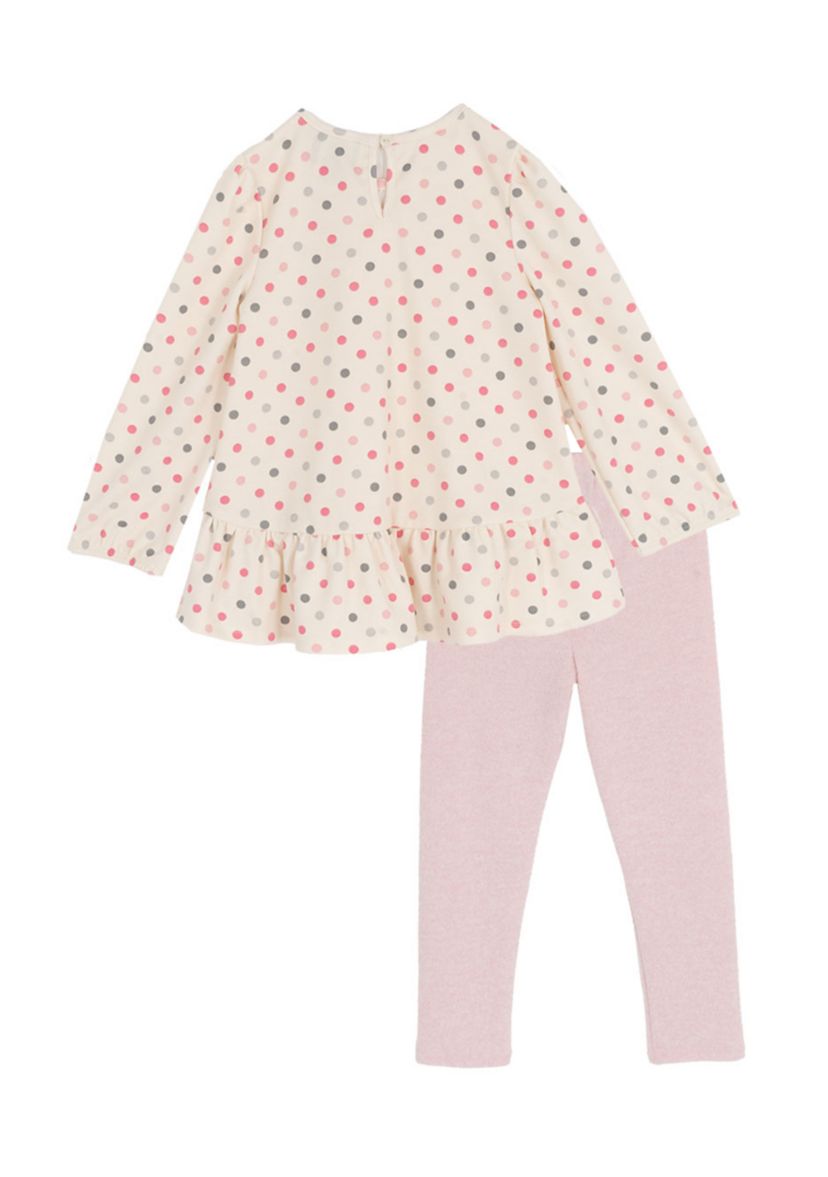 Toddler Girls Dot Bow Top and Leggings Set