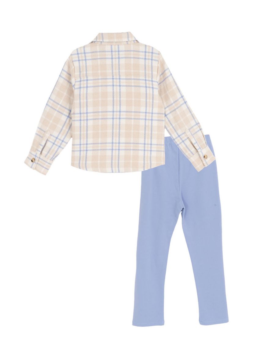 Toddler Girls Plaid Shacket Set 