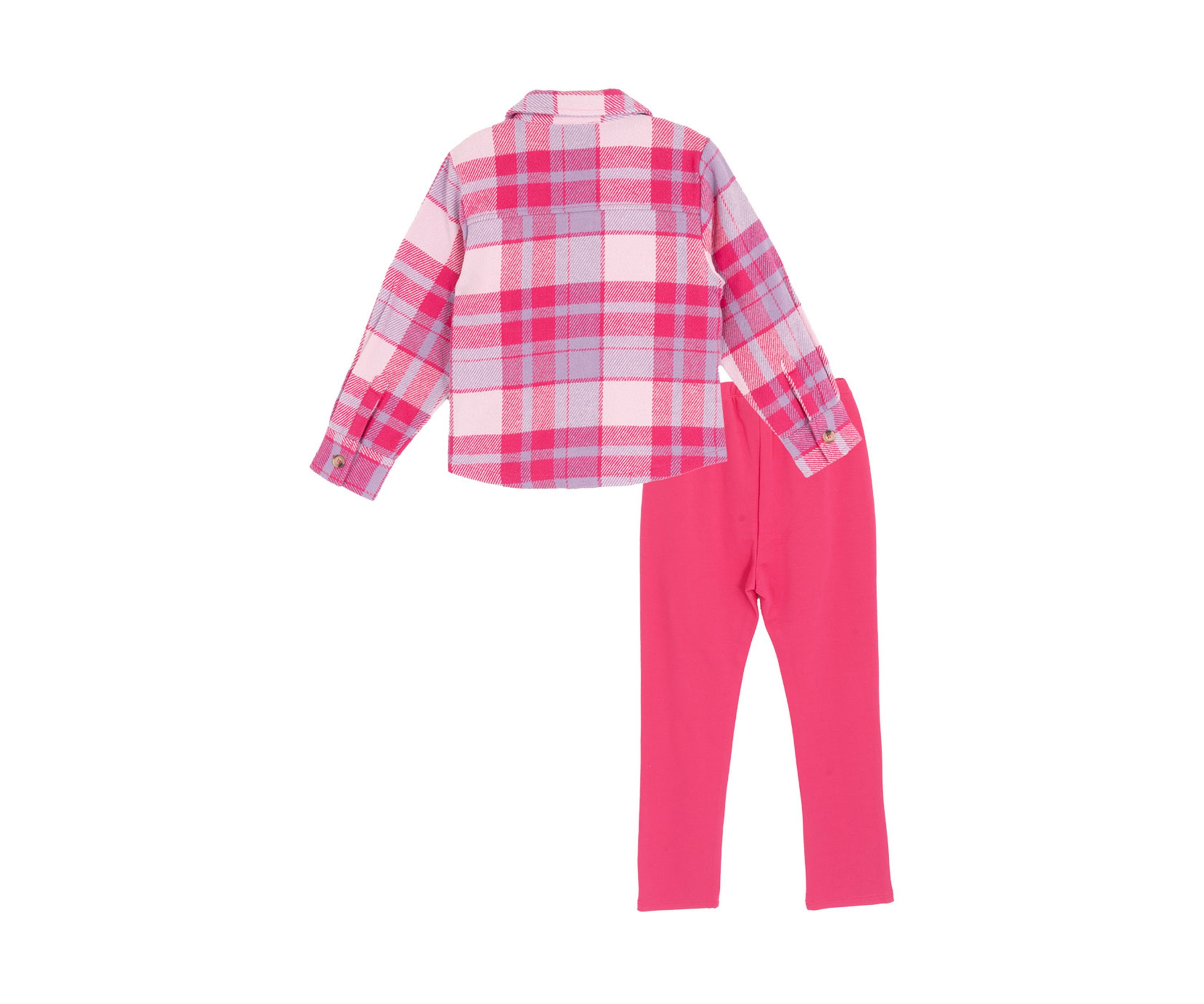 	  Toddler Girls Plaid Shacket Set 