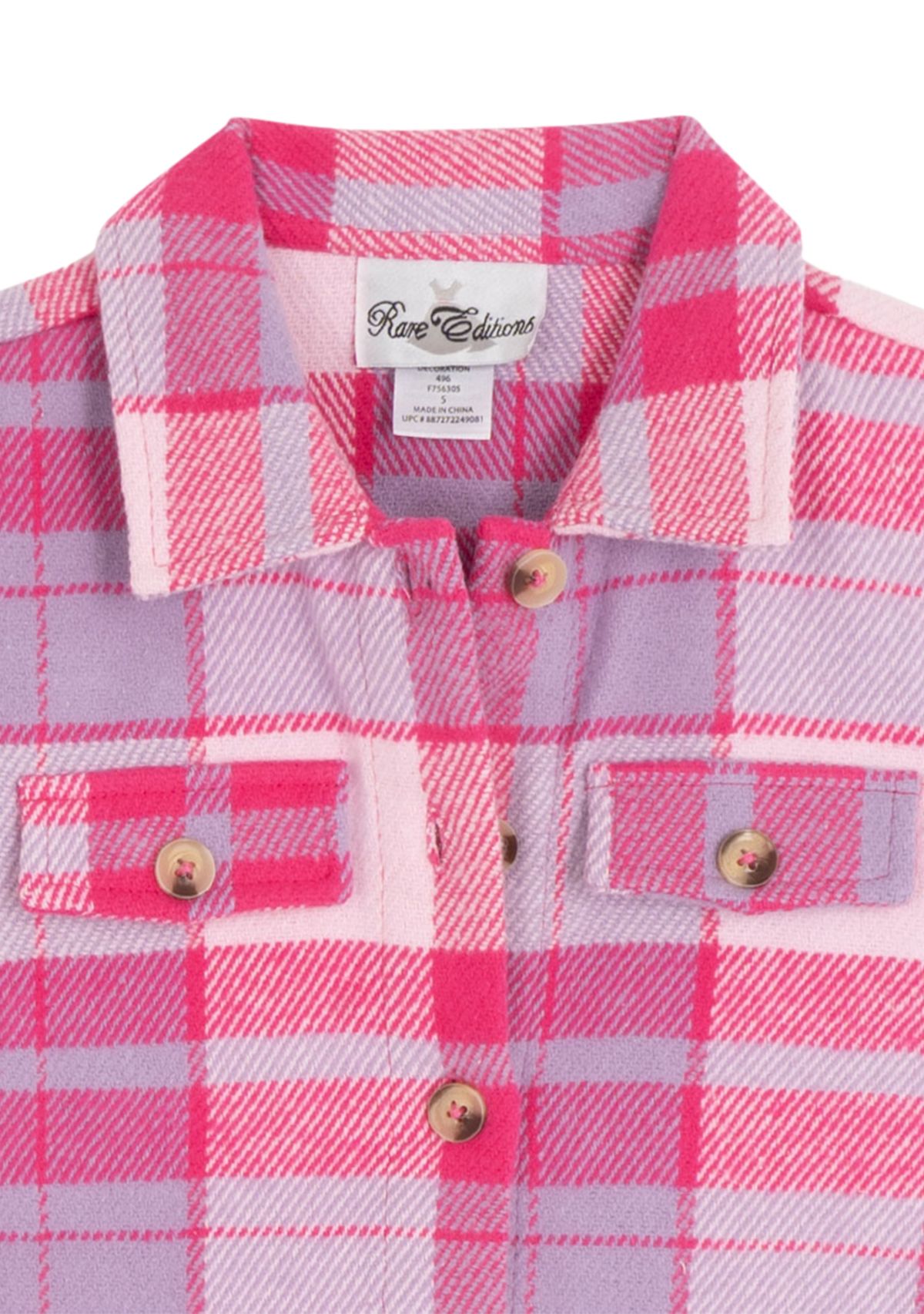 	  Toddler Girls Plaid Shacket Set 