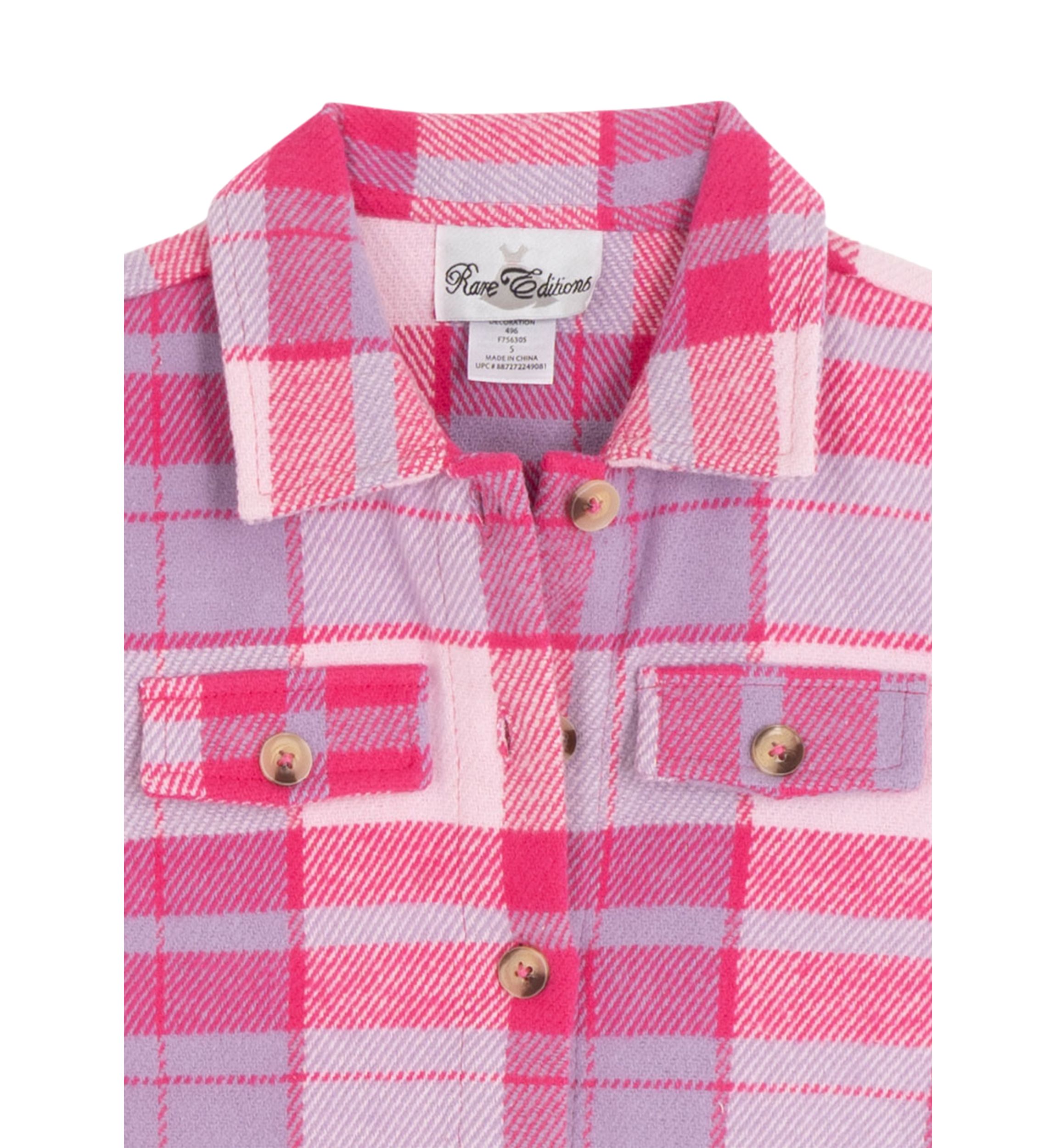 	  Toddler Girls Plaid Shacket Set 