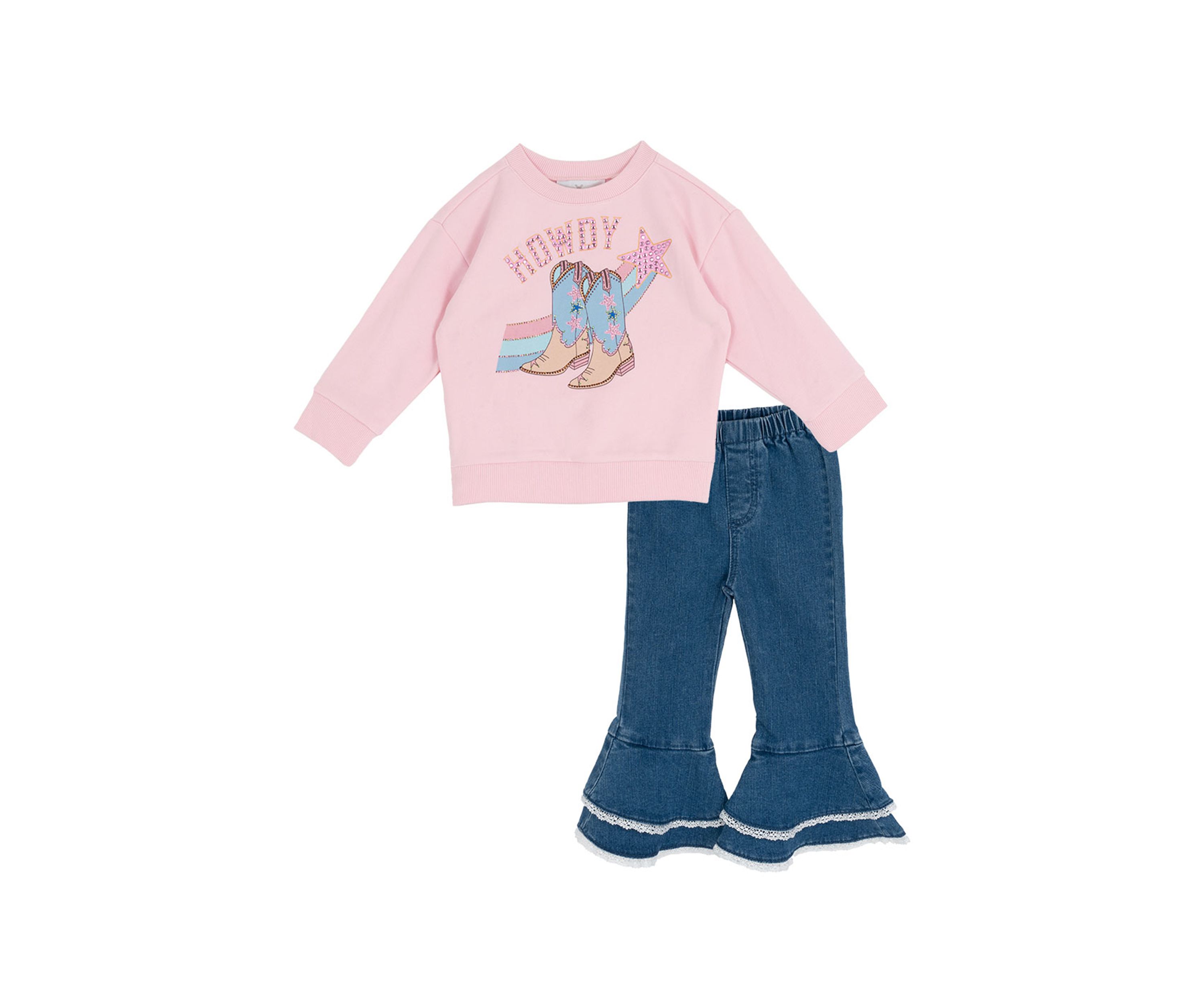 Toddler Girls Howdy Graphic Shirt and Flare Jeans