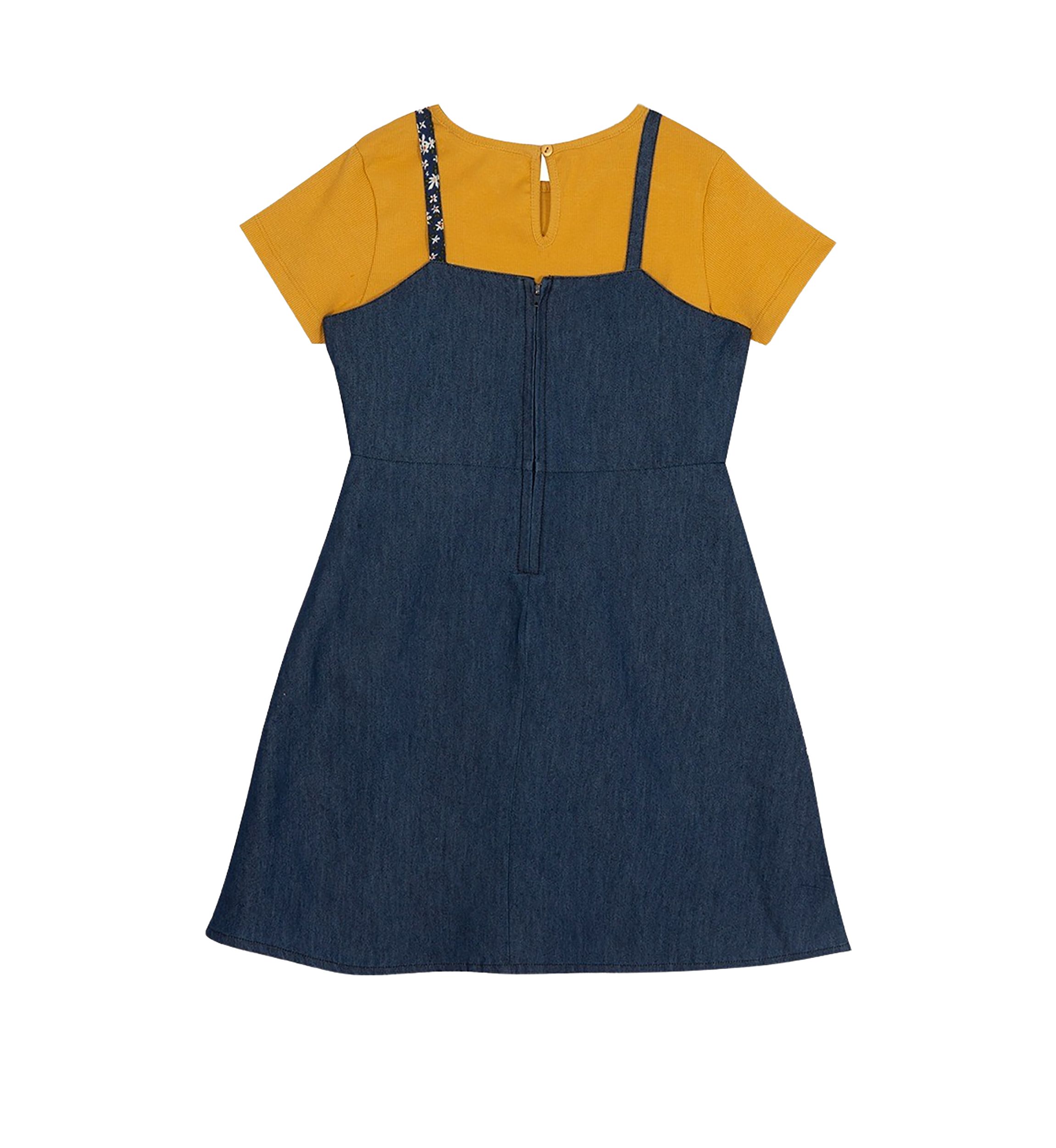Toddler Girls Patchwork Denim Jumper Set