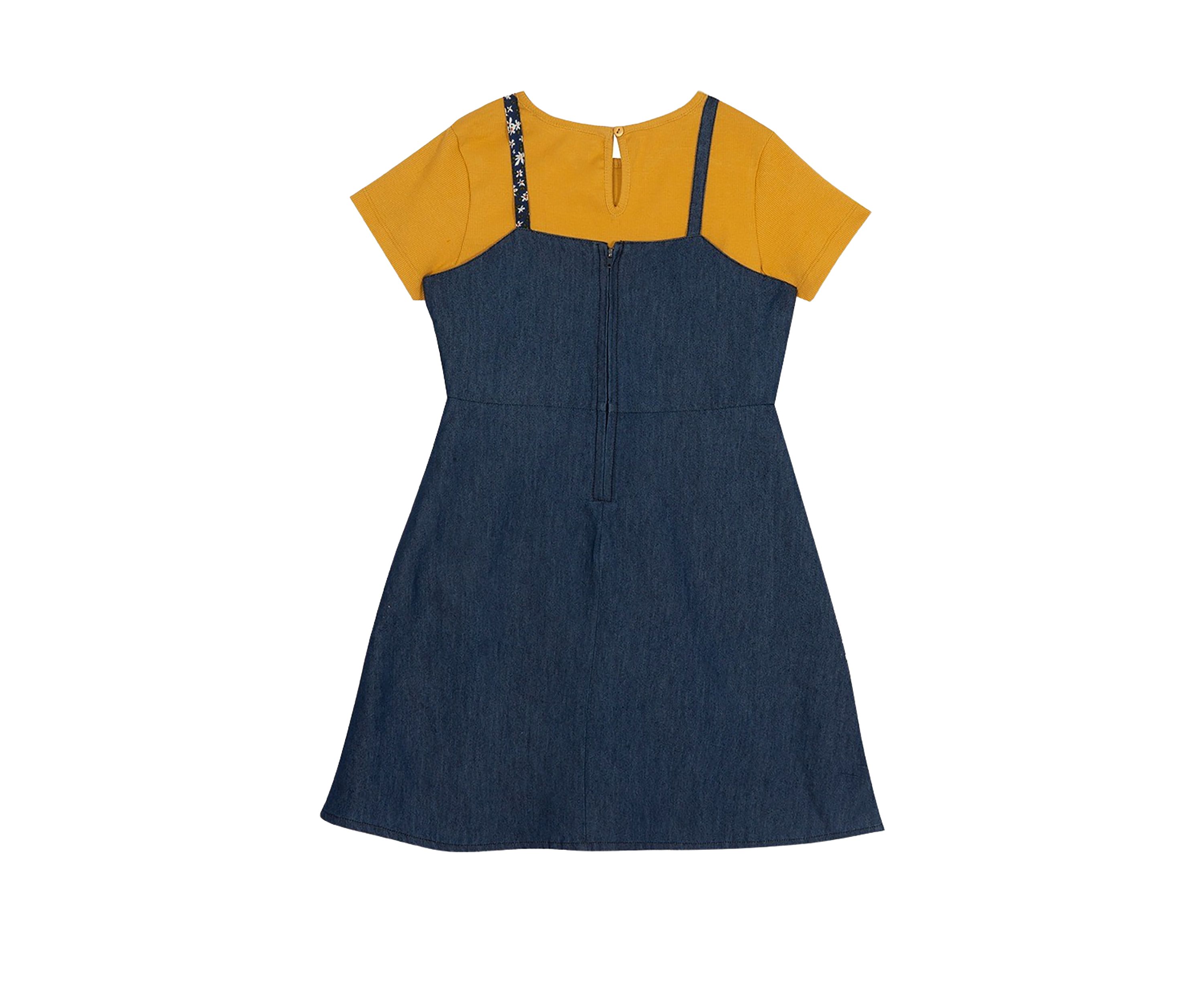 Toddler Girls Patchwork Denim Jumper Set