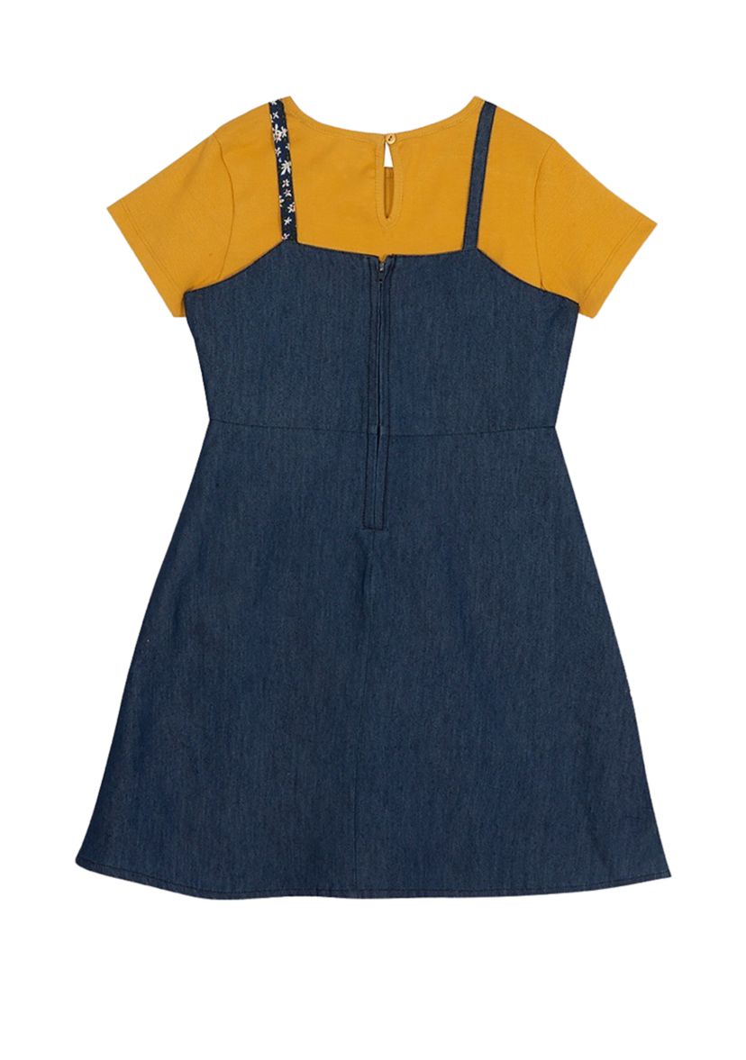 Toddler Girls Patchwork Denim Jumper Set