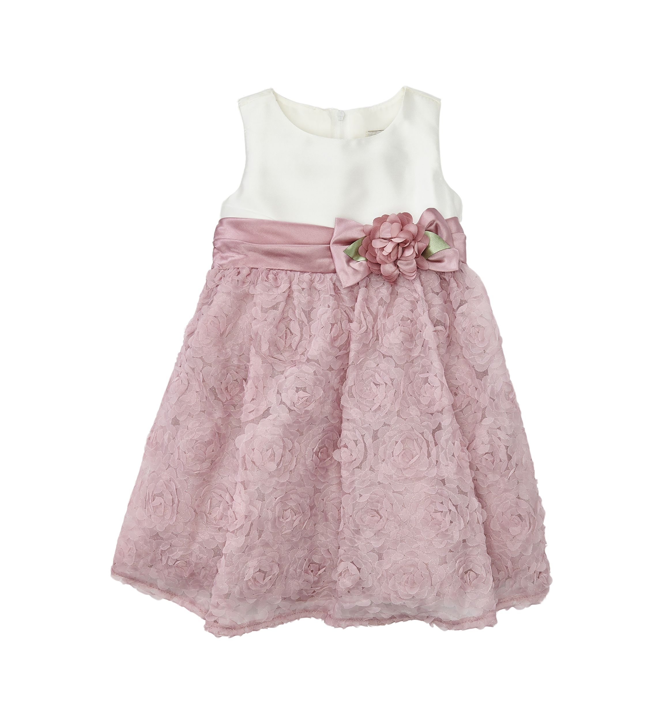 Toddler Girls Mikado Bodice to Soutache Skirt Dress with Waist Flowers