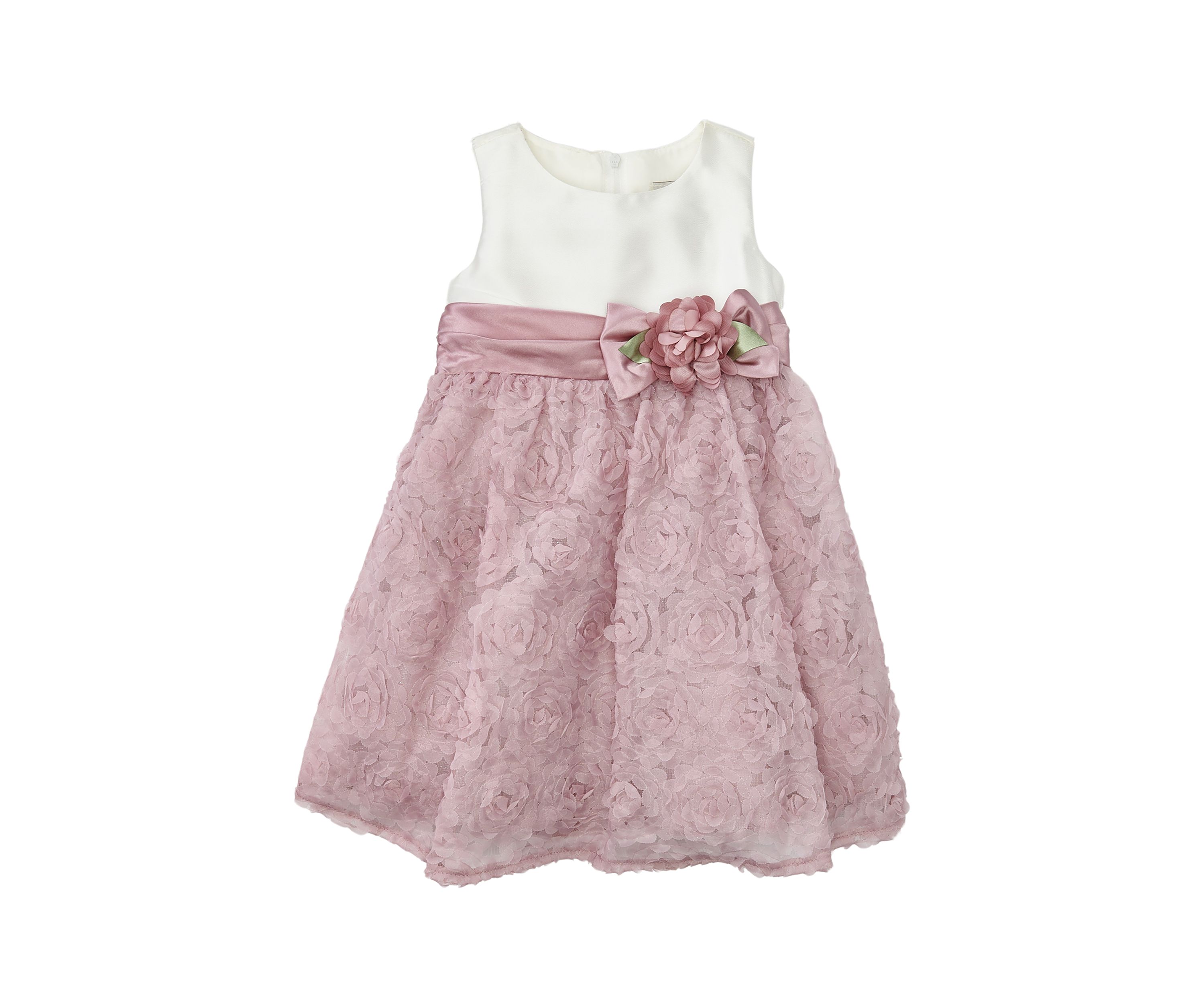 Toddler Girls Mikado Bodice to Soutache Skirt Dress with Waist Flowers