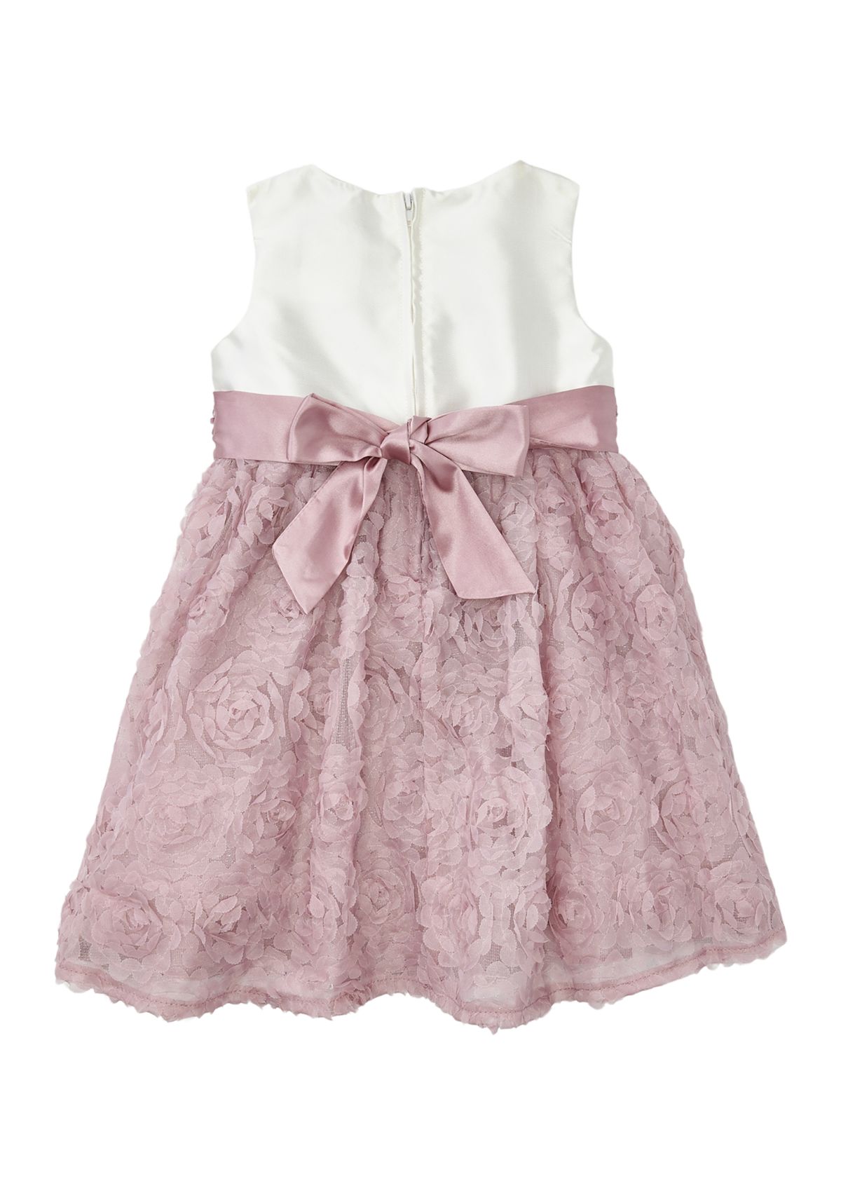 Toddler Girls Mikado Bodice to Soutache Skirt Dress with Waist Flowers