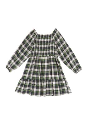 Toddler Girls Twill Yarn Dyed Plaid Dress