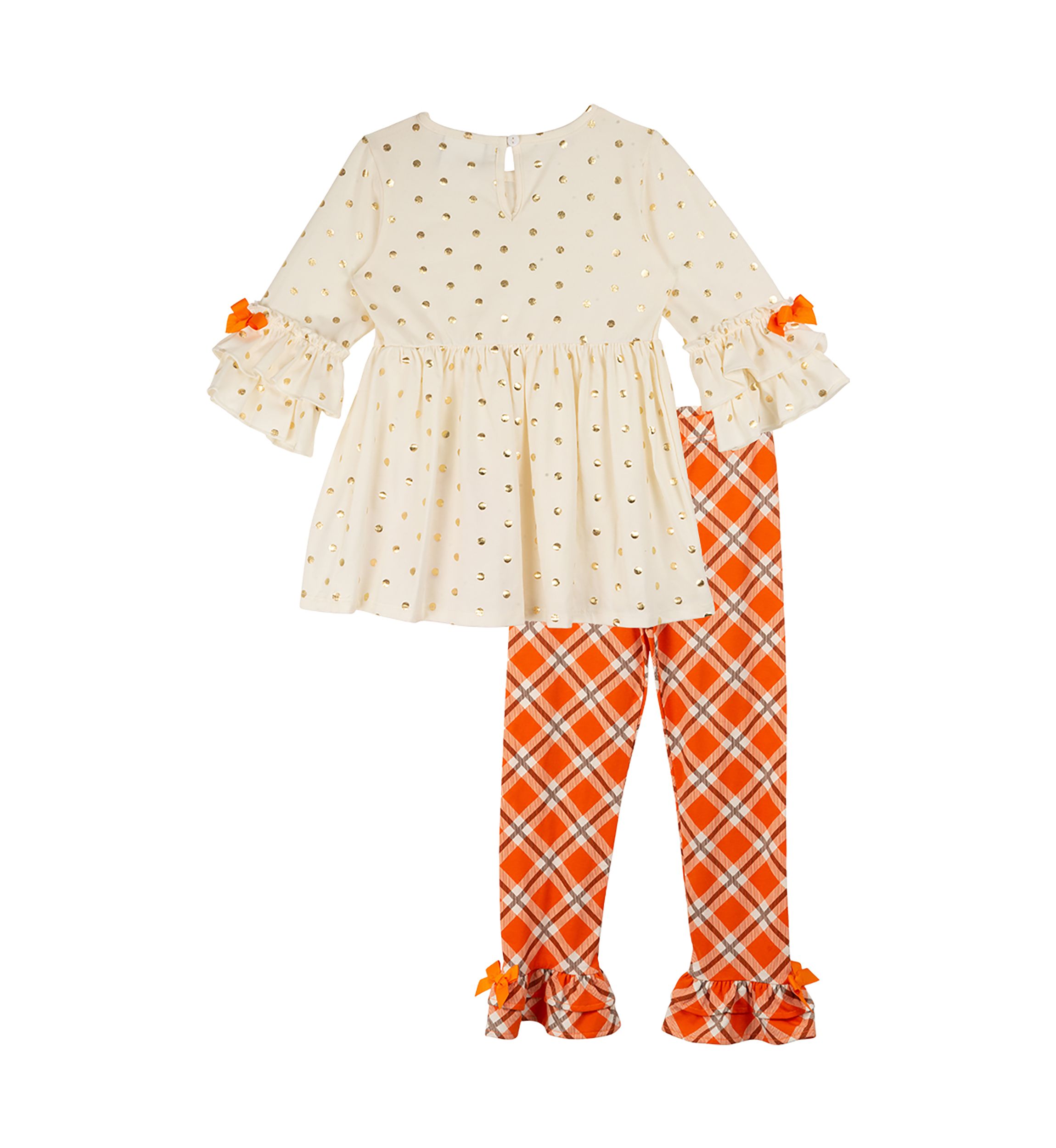 Baby Girls Tiered Pumpkin Top and Leggings Set