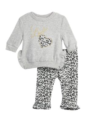 Baby Girls Hacci Printed Top and Leggings Set