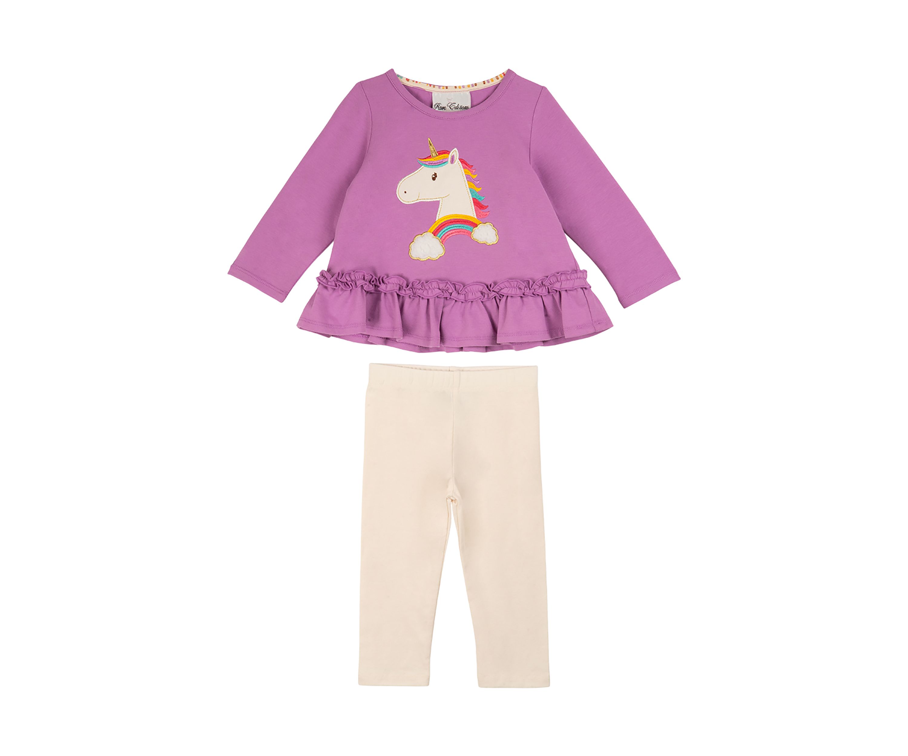 Baby Girls Unicorn Ruffle Top and Leggings Set