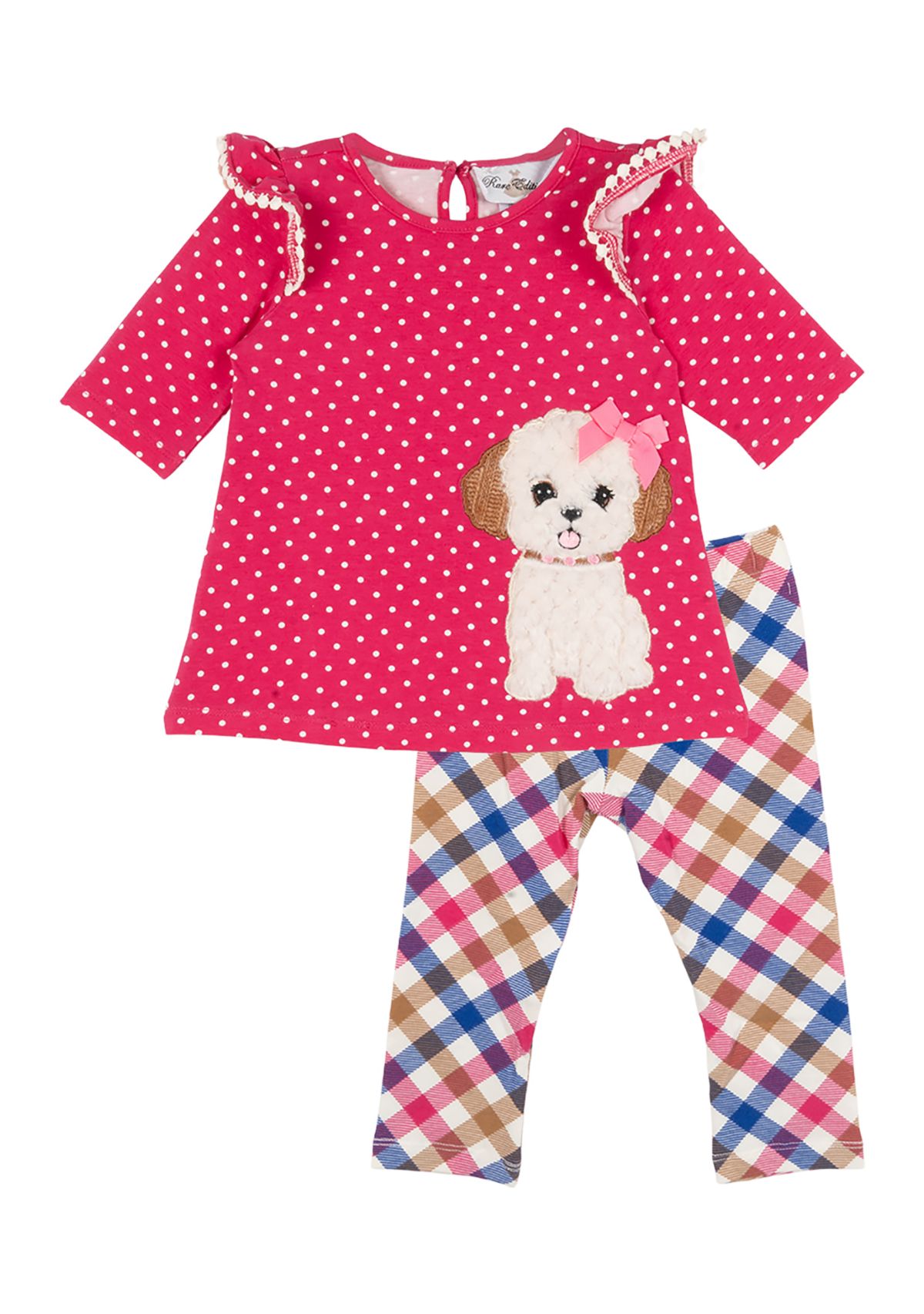 Baby Girls Dog Appliqué Top and Printed Leggings Set