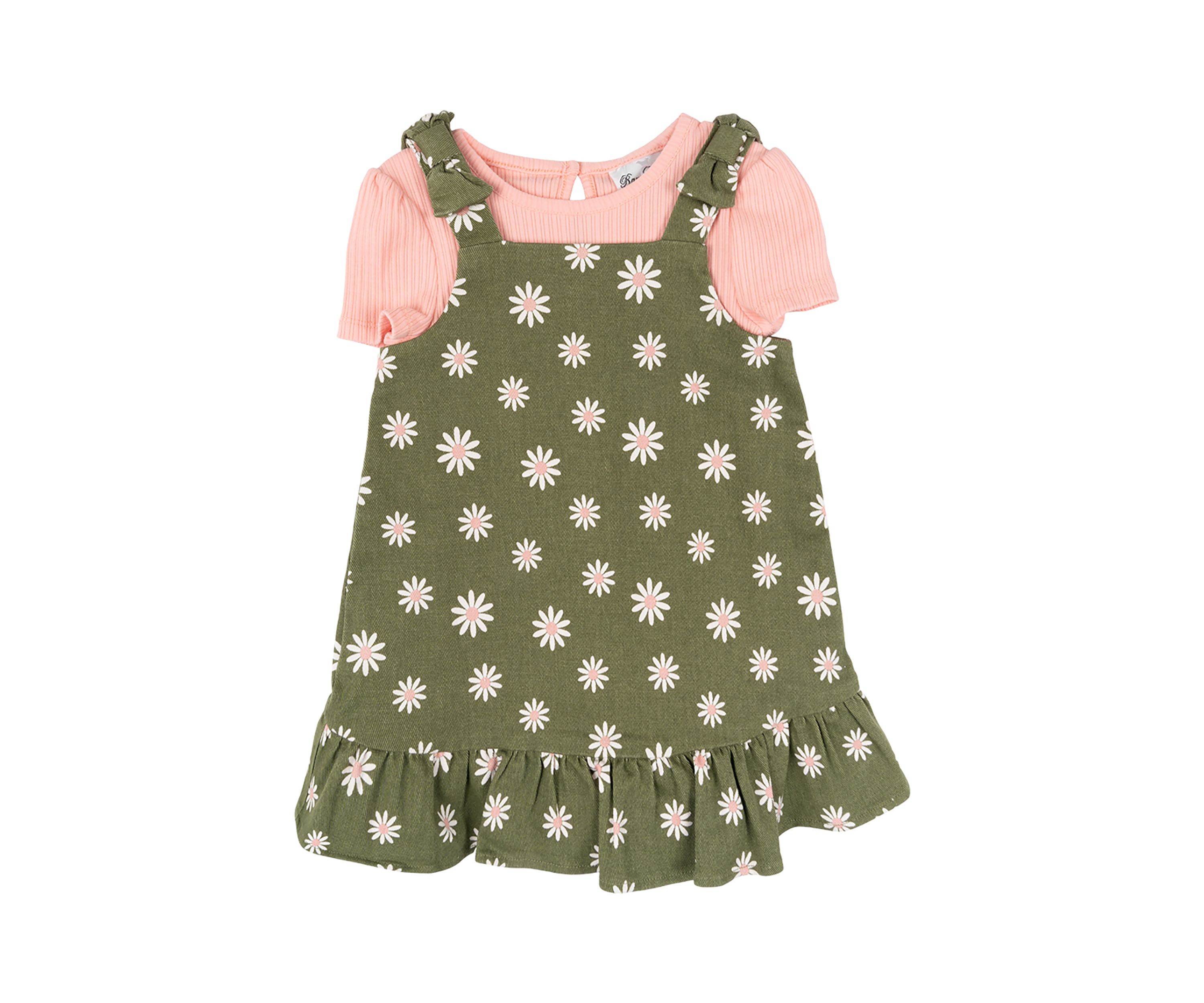 Baby Girls Daisy Printed Jumper Dress and T-Shirt Set