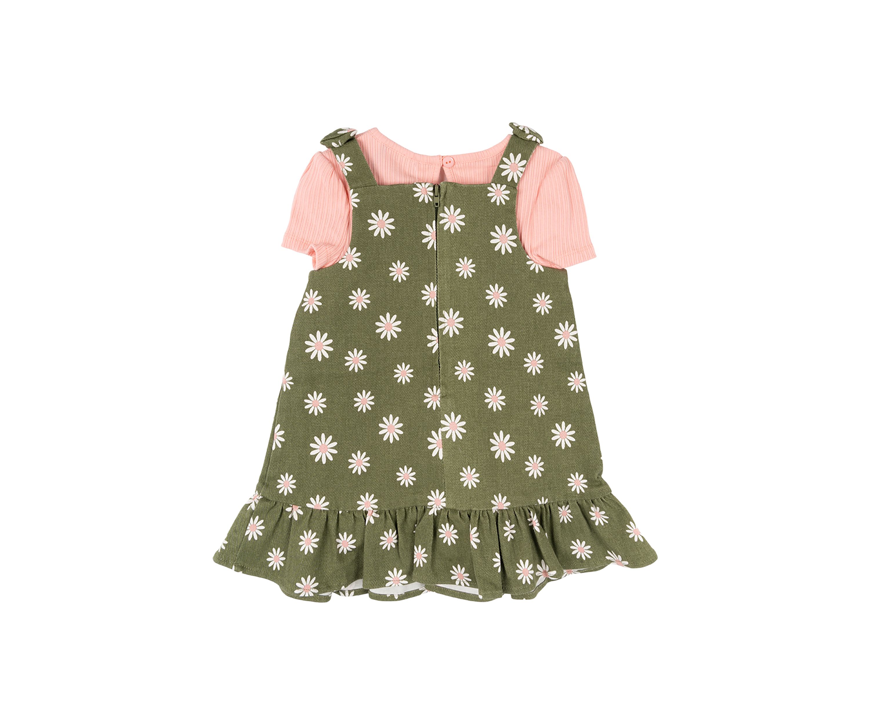 Baby Girls Daisy Printed Jumper Dress and T-Shirt Set