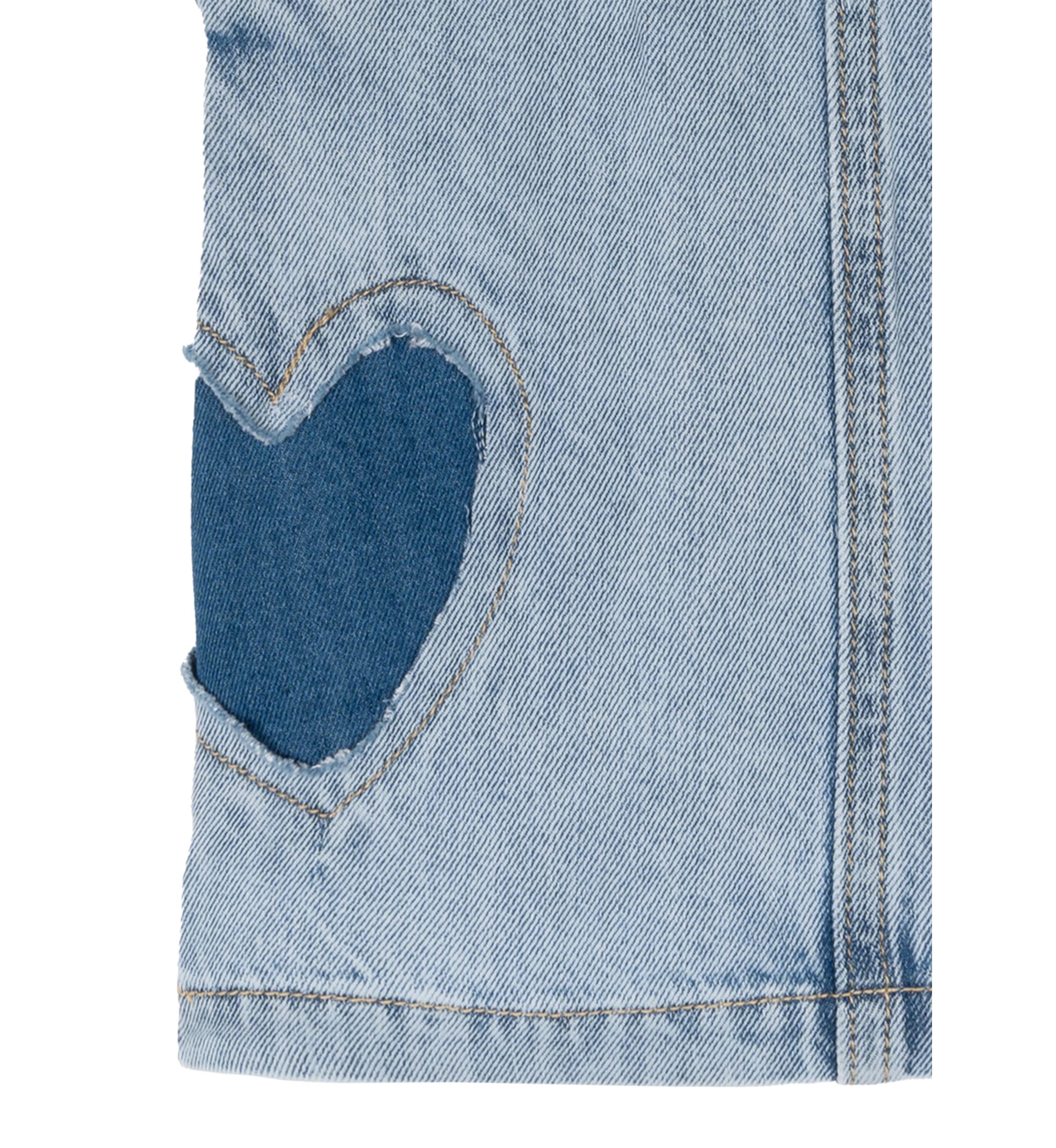 Baby Girls Heart Printed Denim Jumper Dress and T-Shirt Set