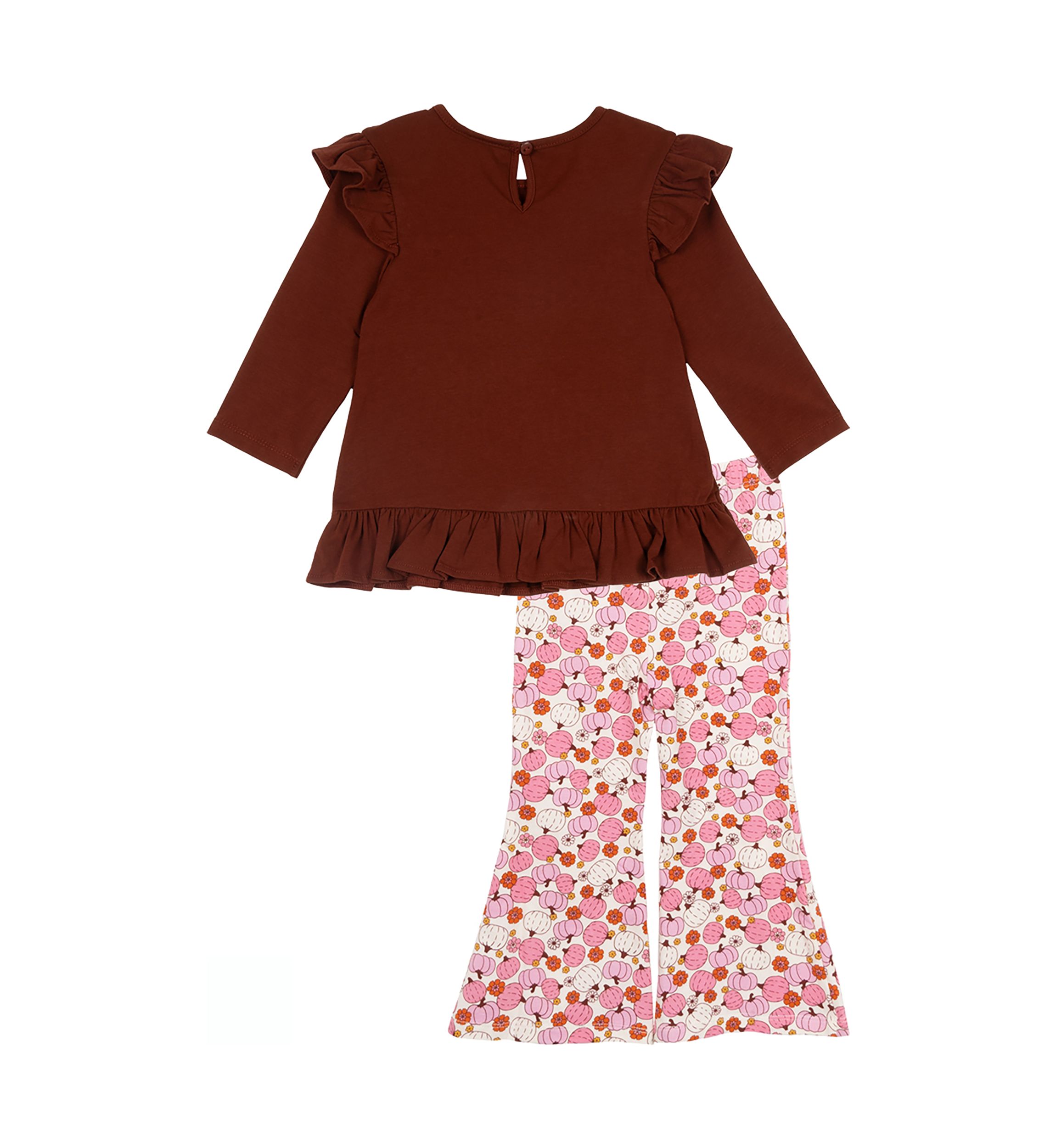 Girls 7-16 Pumpkin Appliqué Top and Printed Pants Set