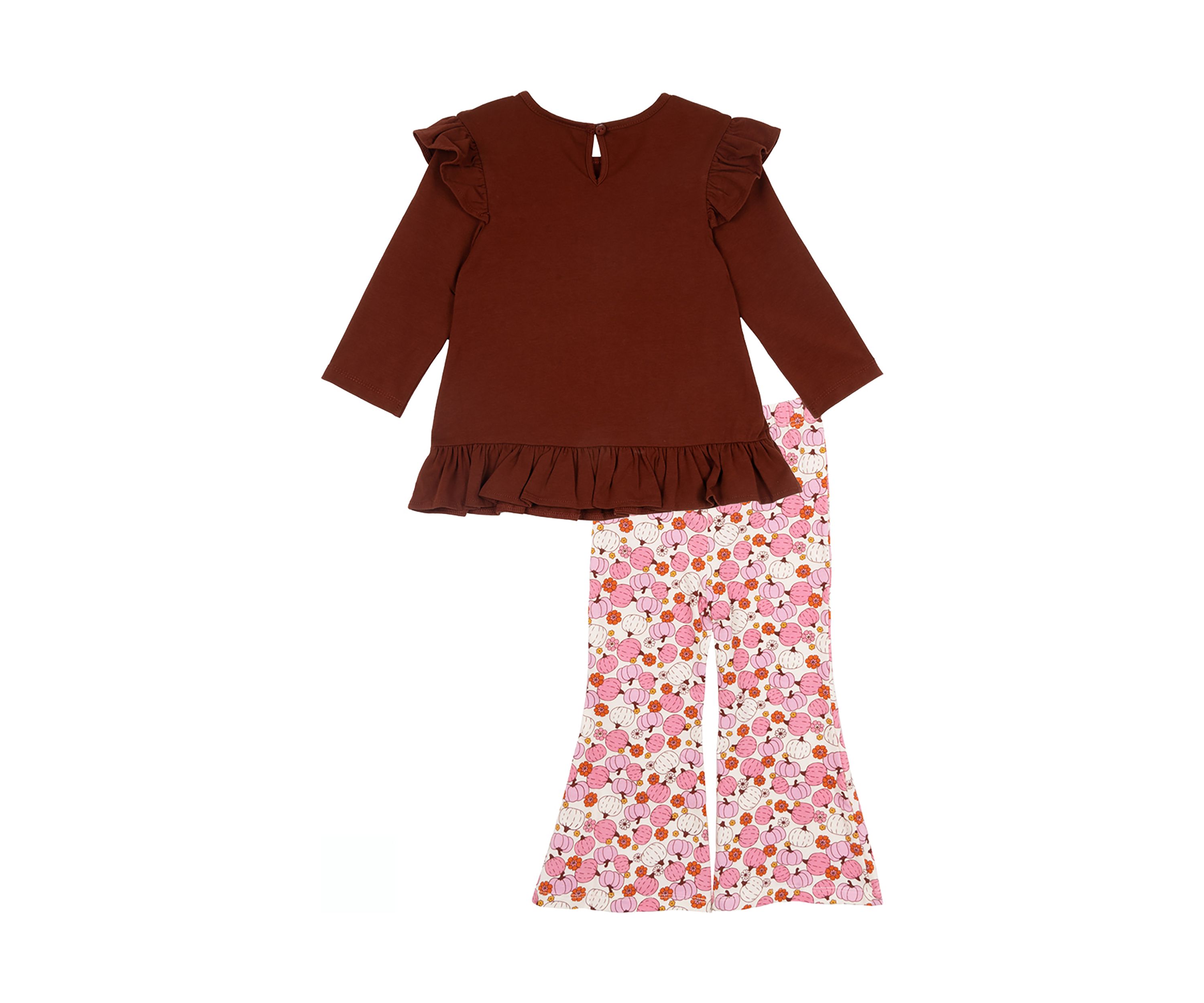 Girls 7-16 Pumpkin Appliqué Top and Printed Pants Set