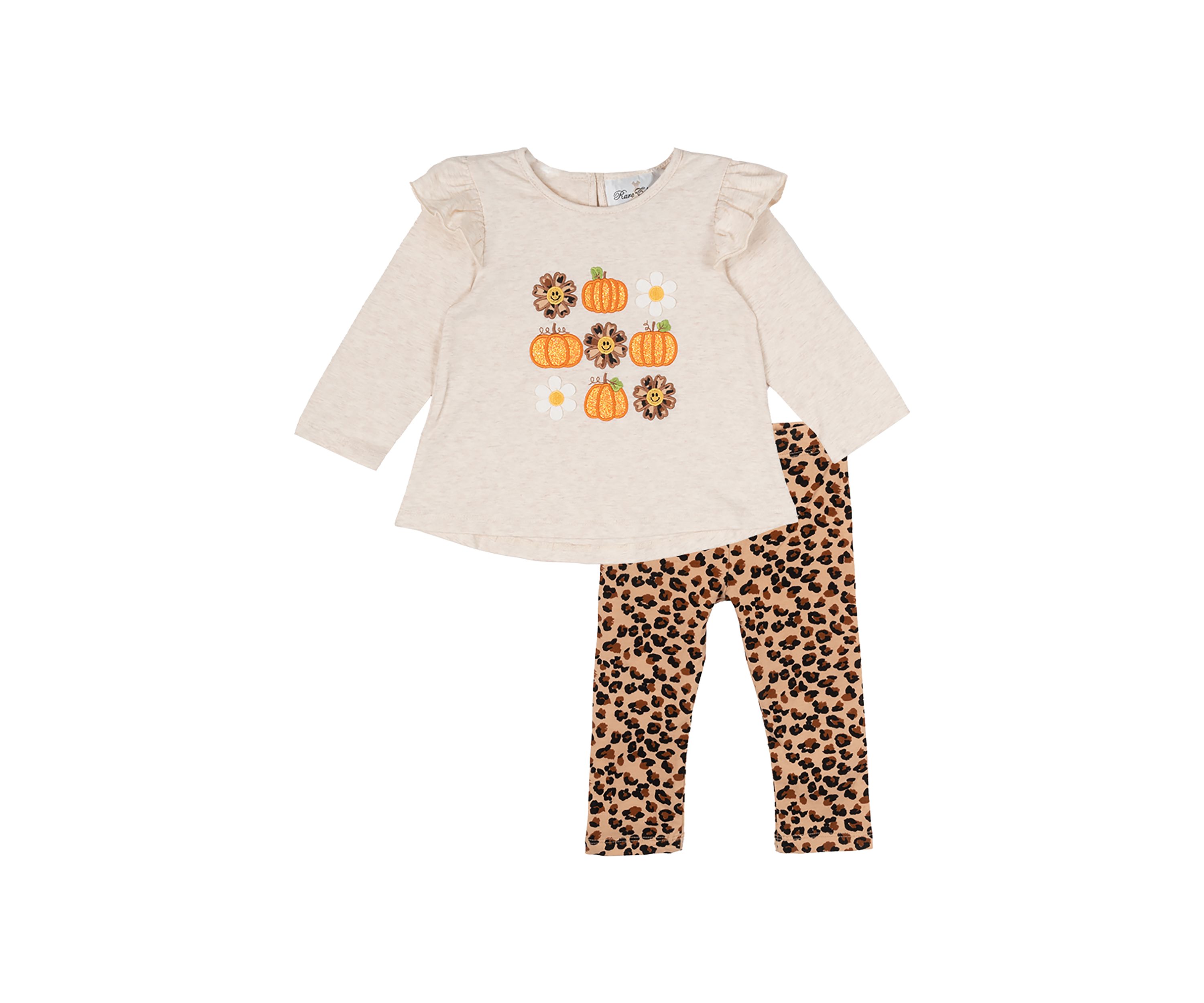 Toddler Girls Pumpkin Appliqué Top and Printed Leggings Set