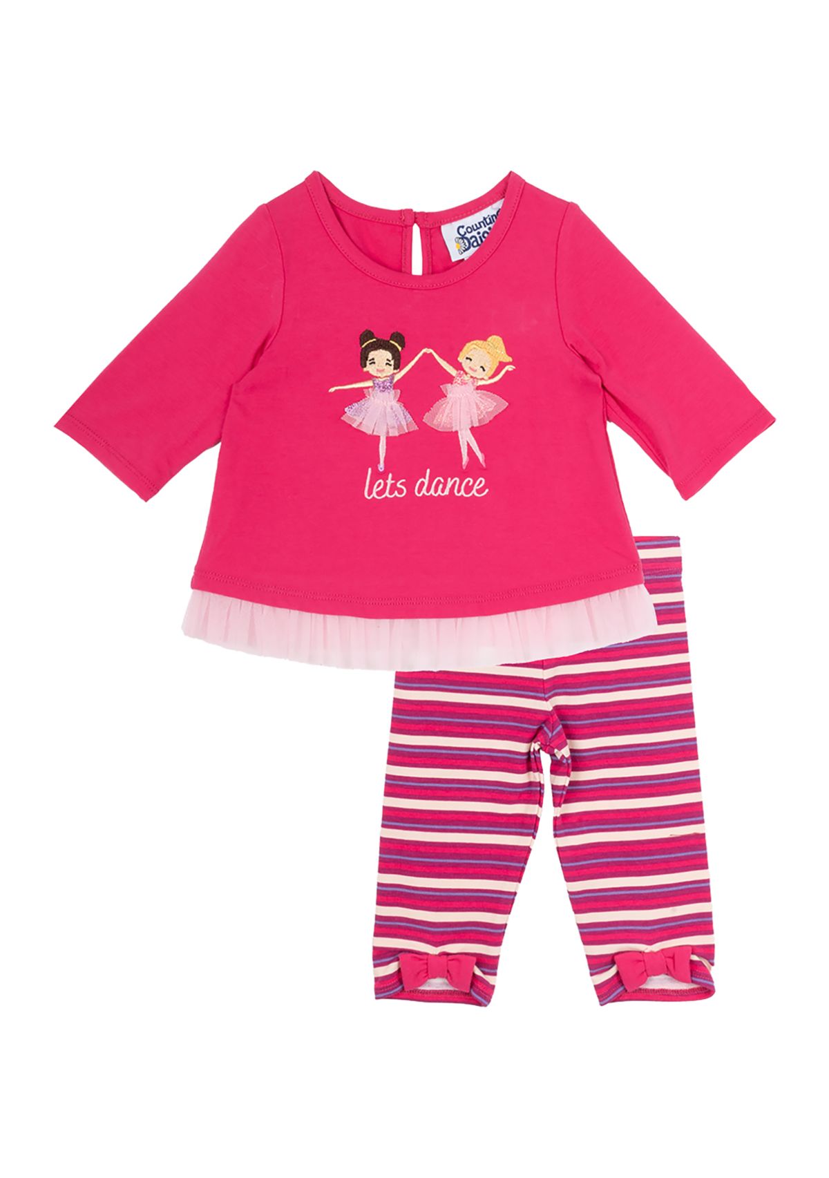 Baby Girls Ballet Graphic Top and Striped Leggings Set
