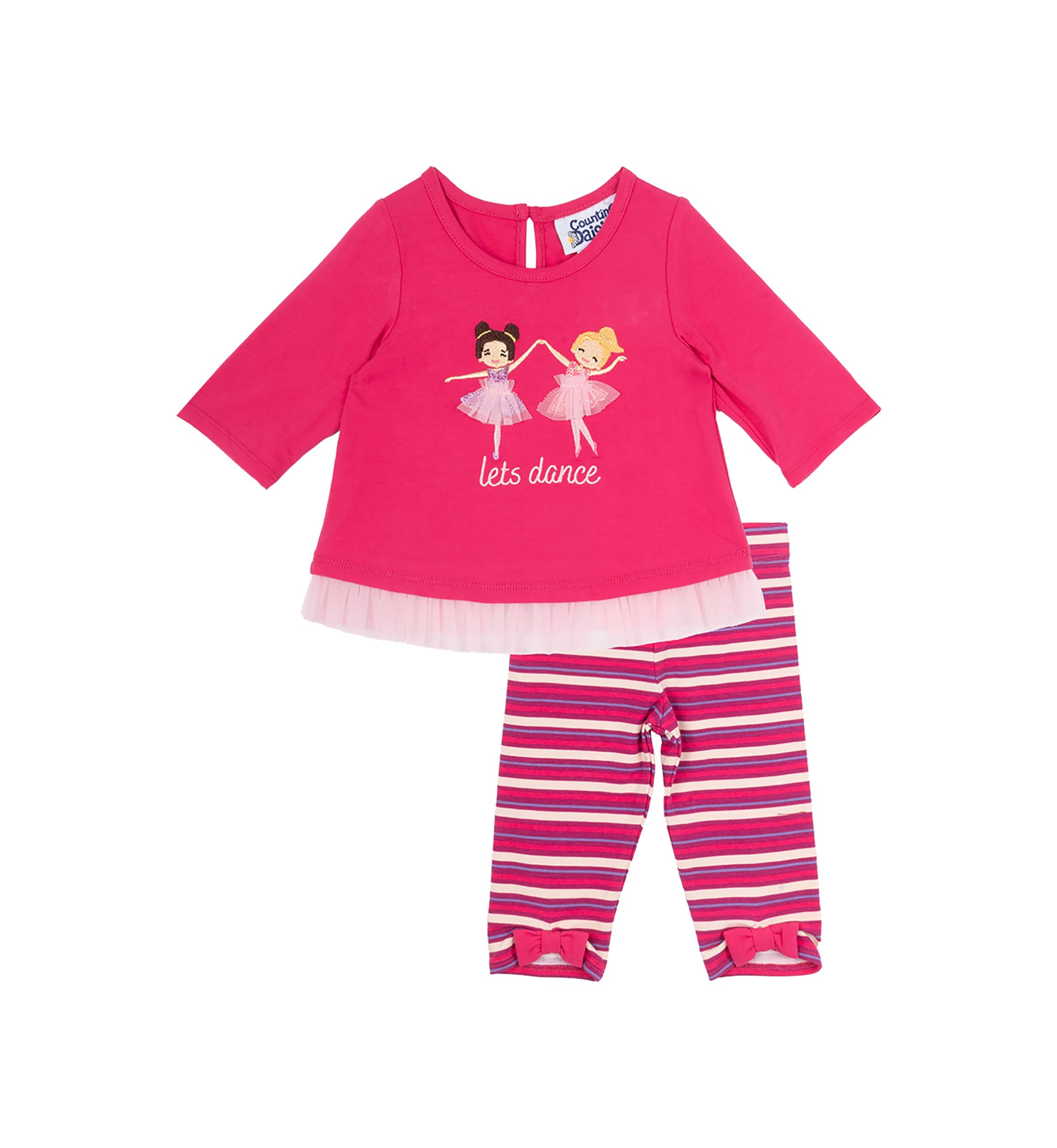 Baby Girls Ballet Graphic Top and Striped Leggings Set