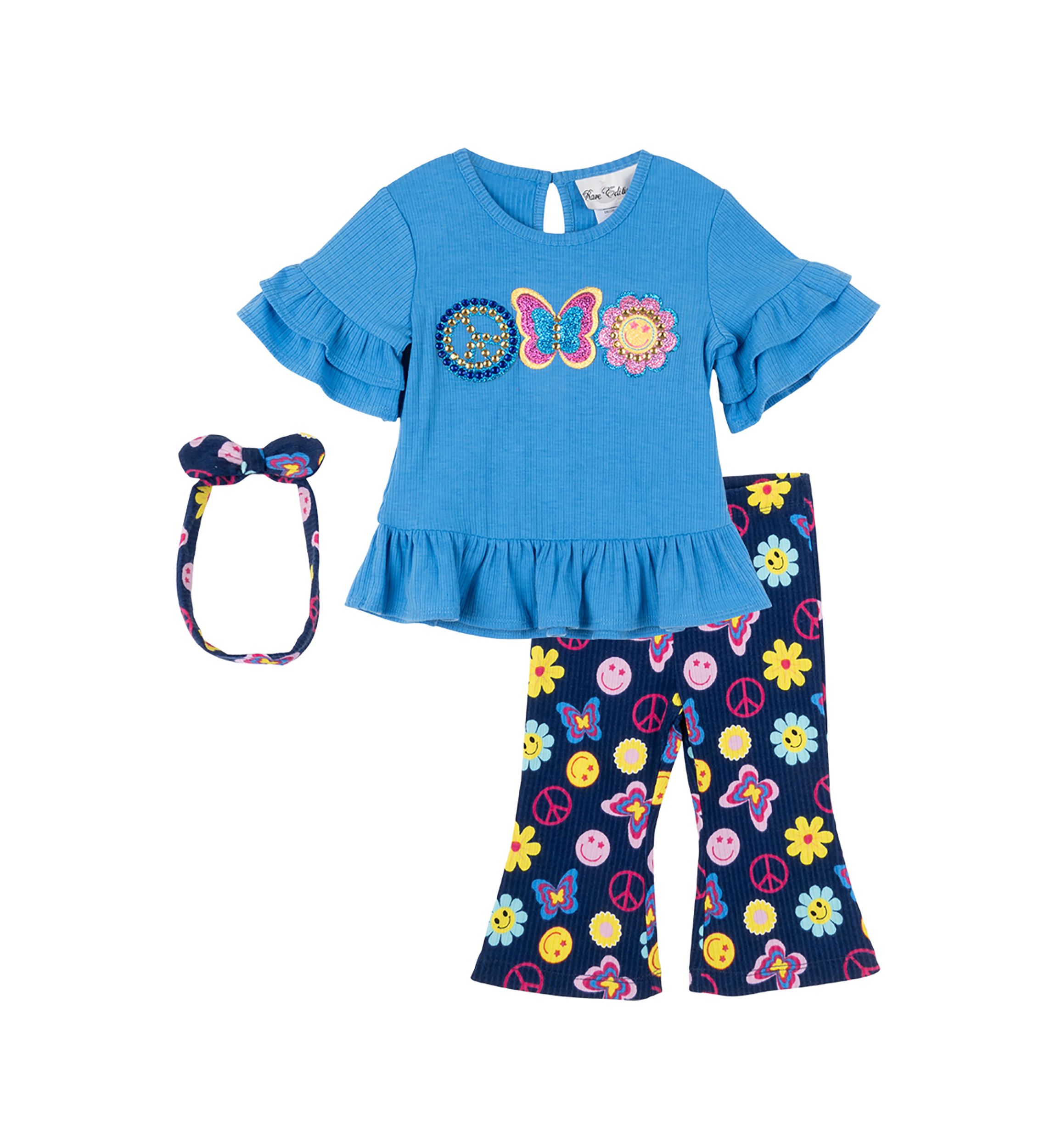 Baby Girls Peace Appliqué Top and Printed Leggings Set
