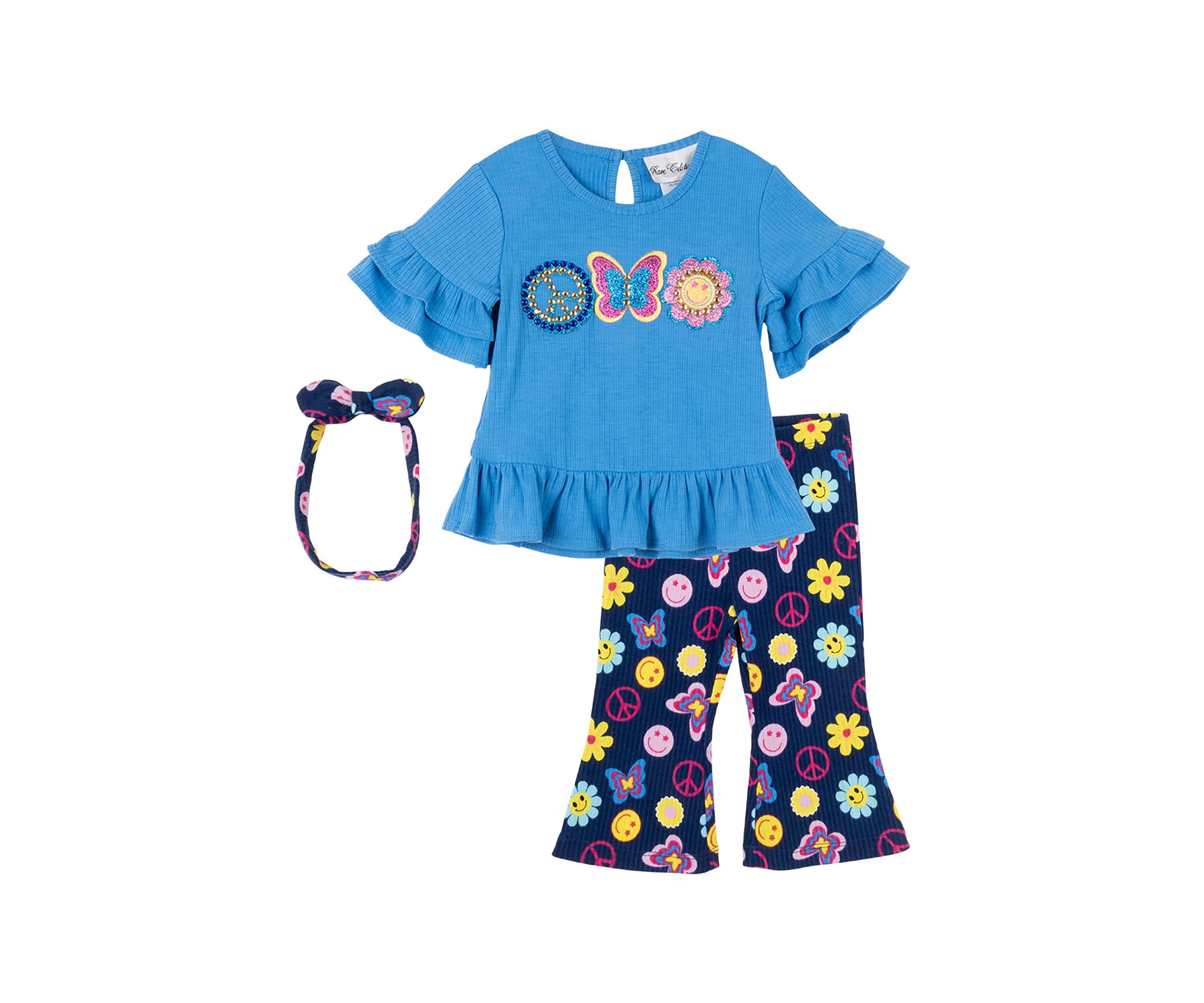 Baby Girls Peace Appliqué Top and Printed Leggings Set